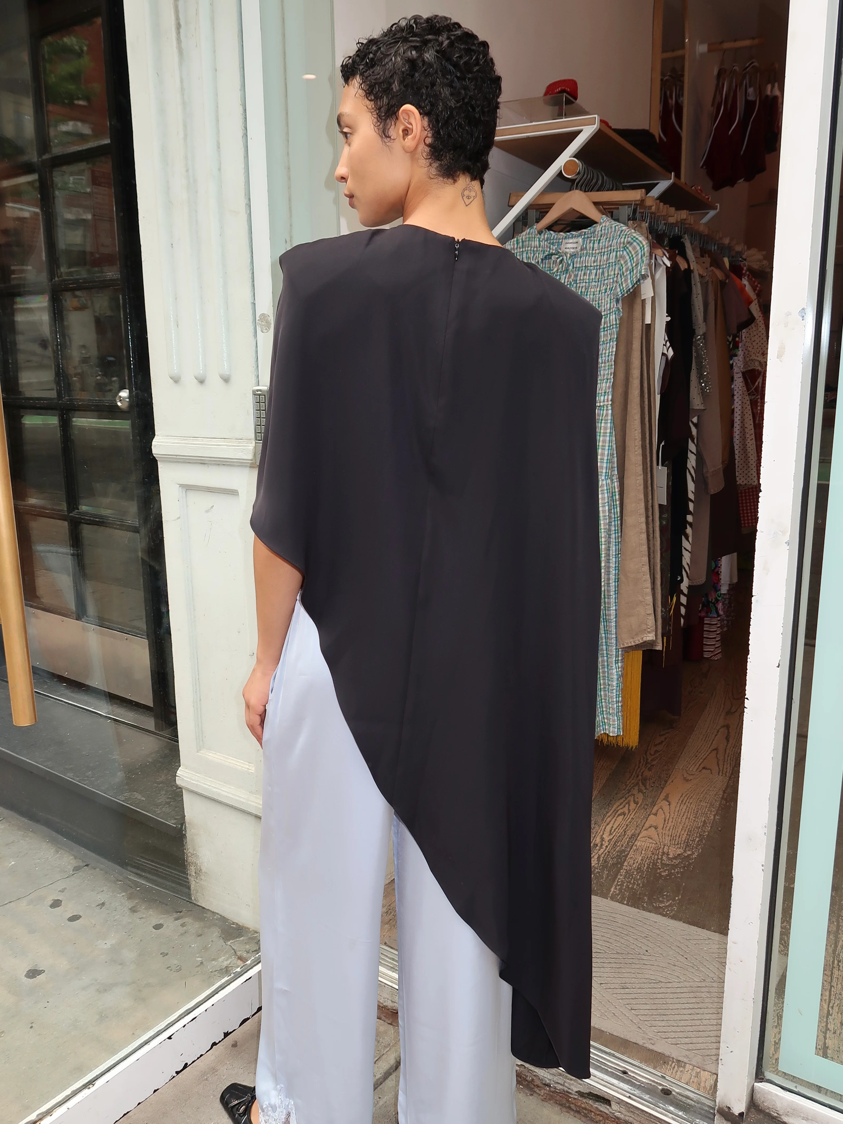 Allegra Asym Blouse in Black - Image 3