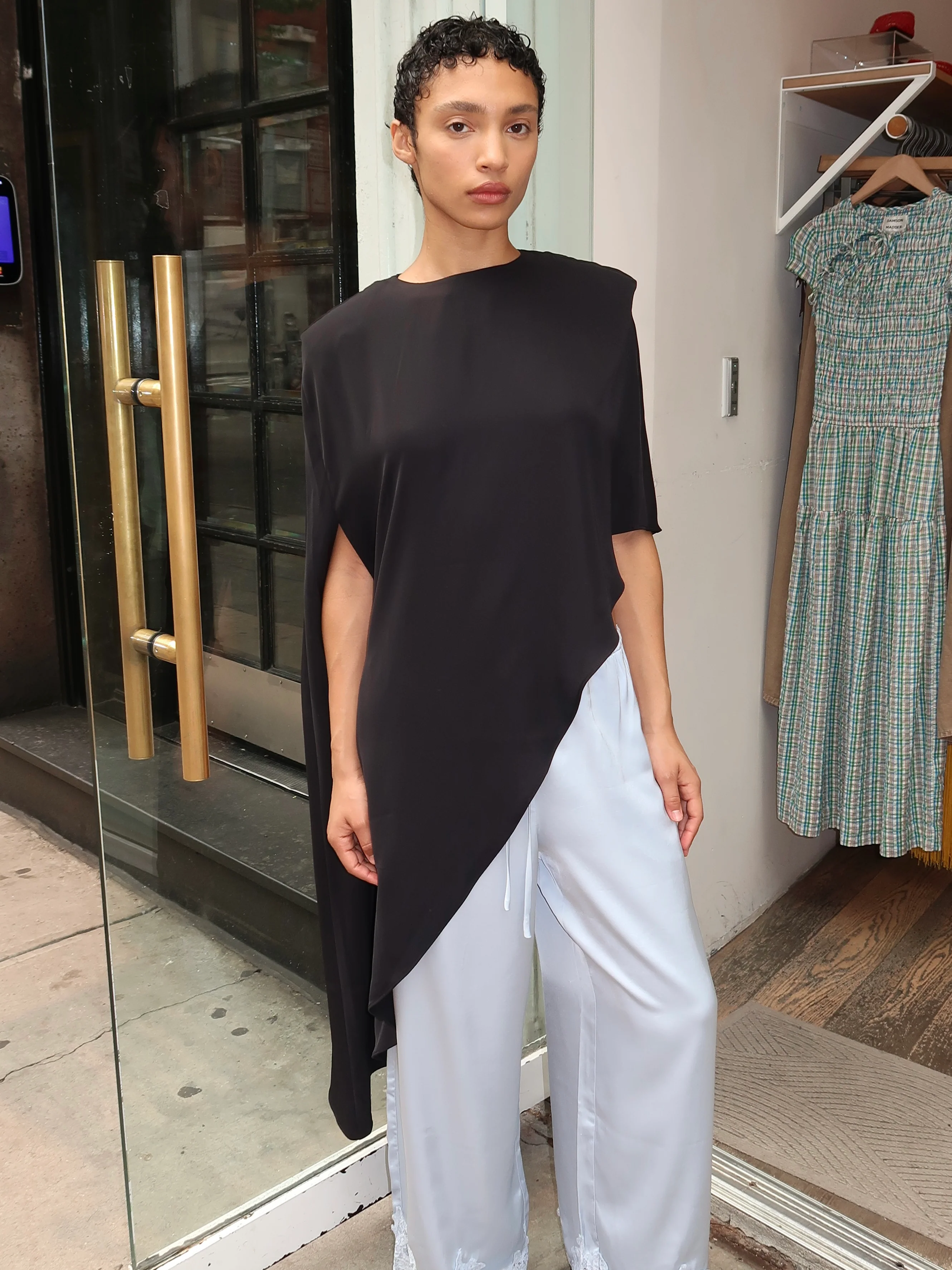 Allegra Asym Blouse in Black - Image 4