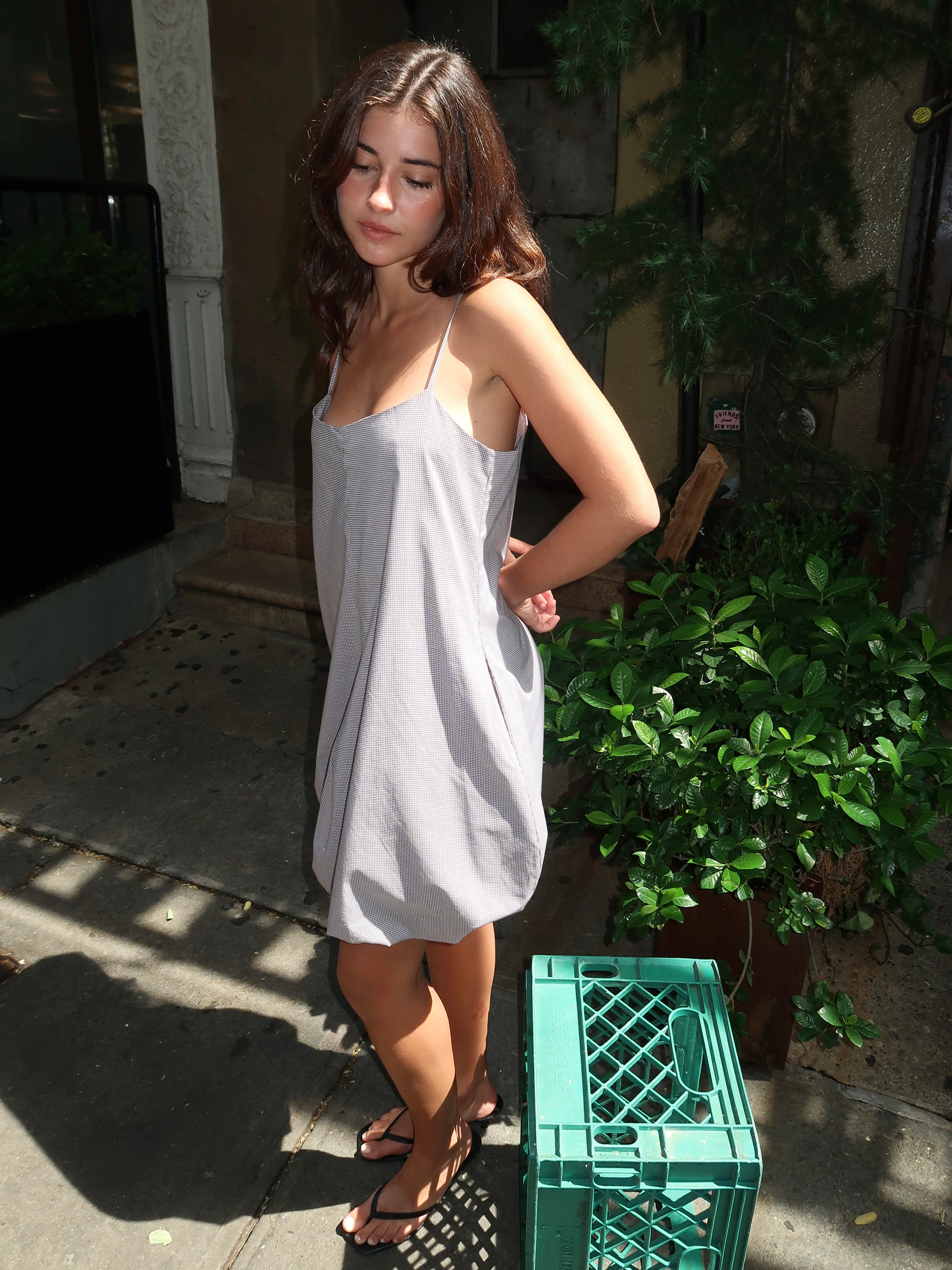 Aniela Mini Dress in Hanne Gingham Espresso - Image 4