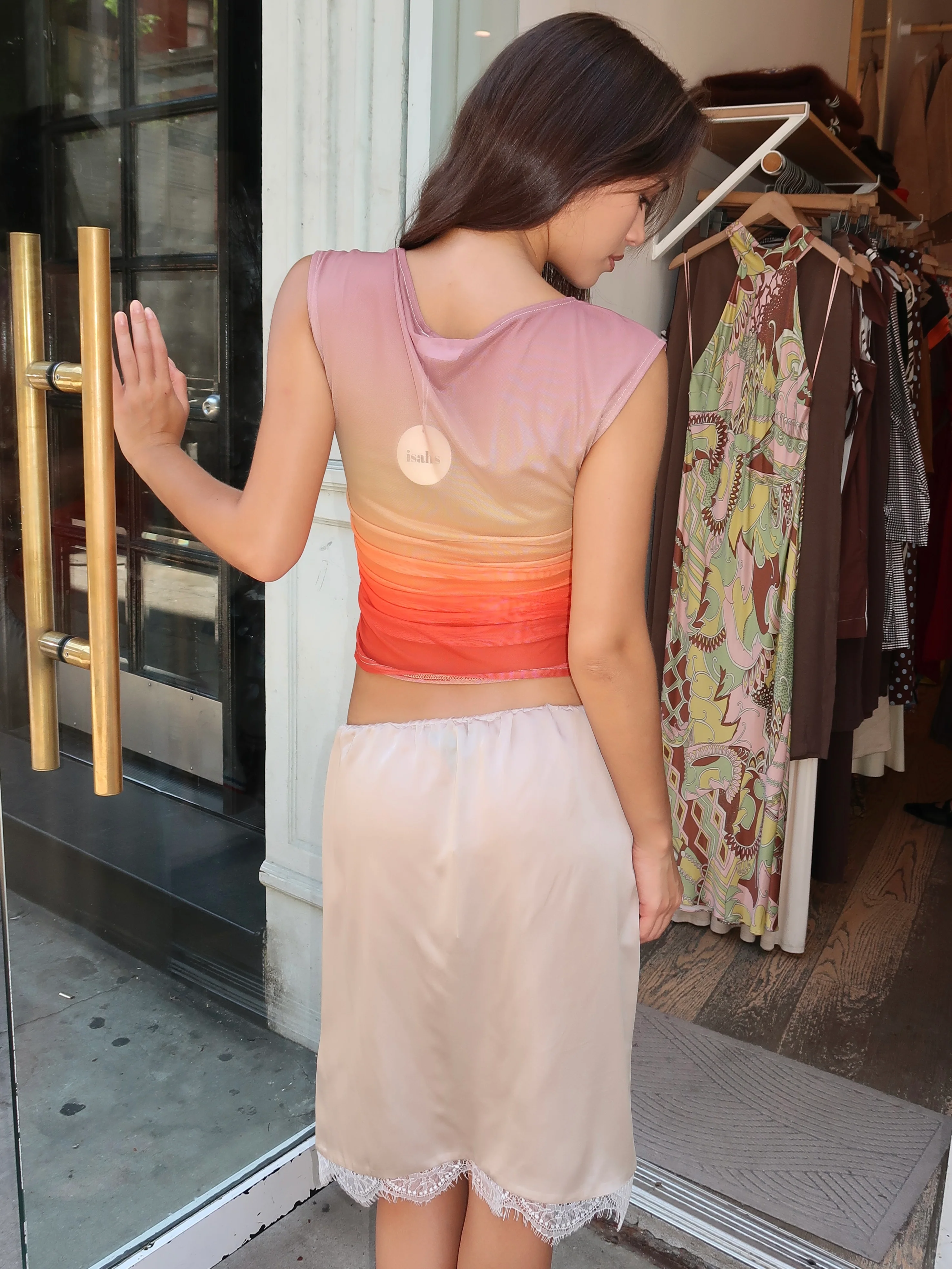 Anza Mesh Top in Sunset - Image 3