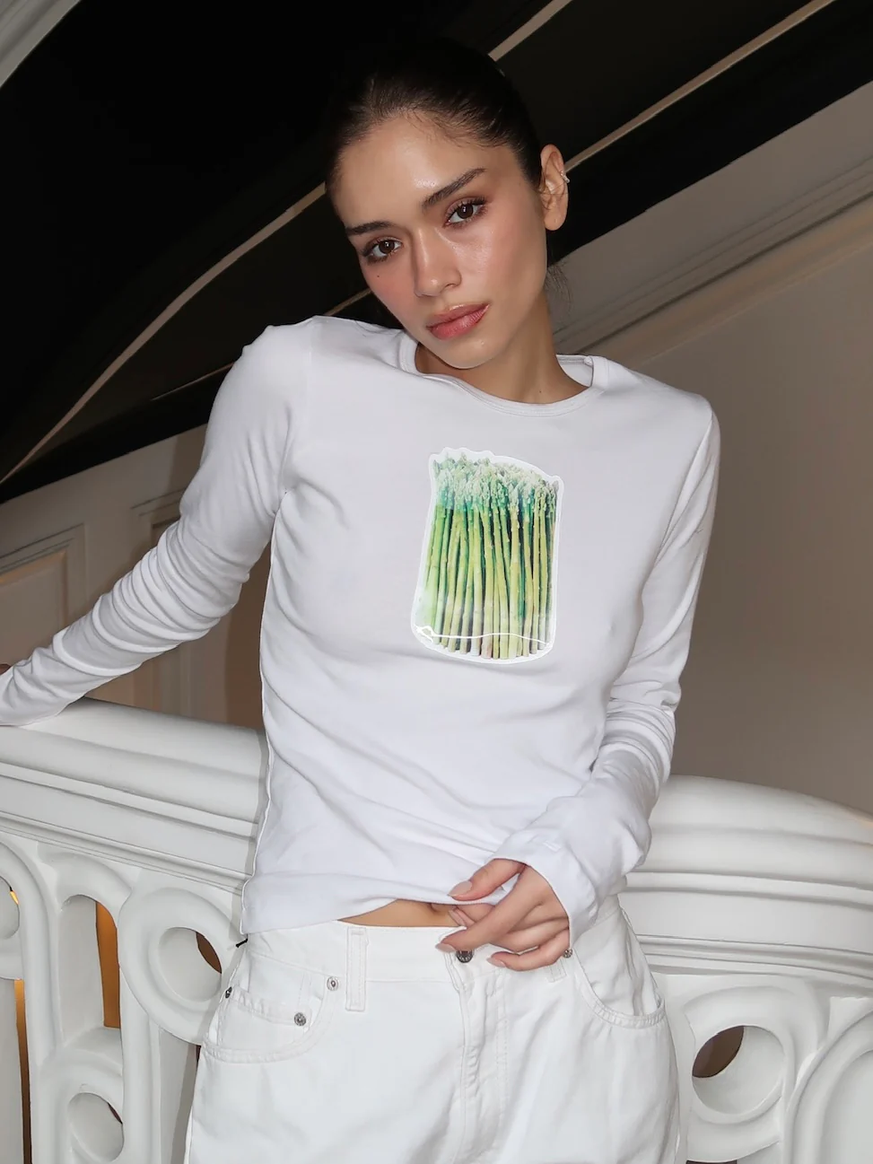 Asparagus Long Sleeve in White - Image 2