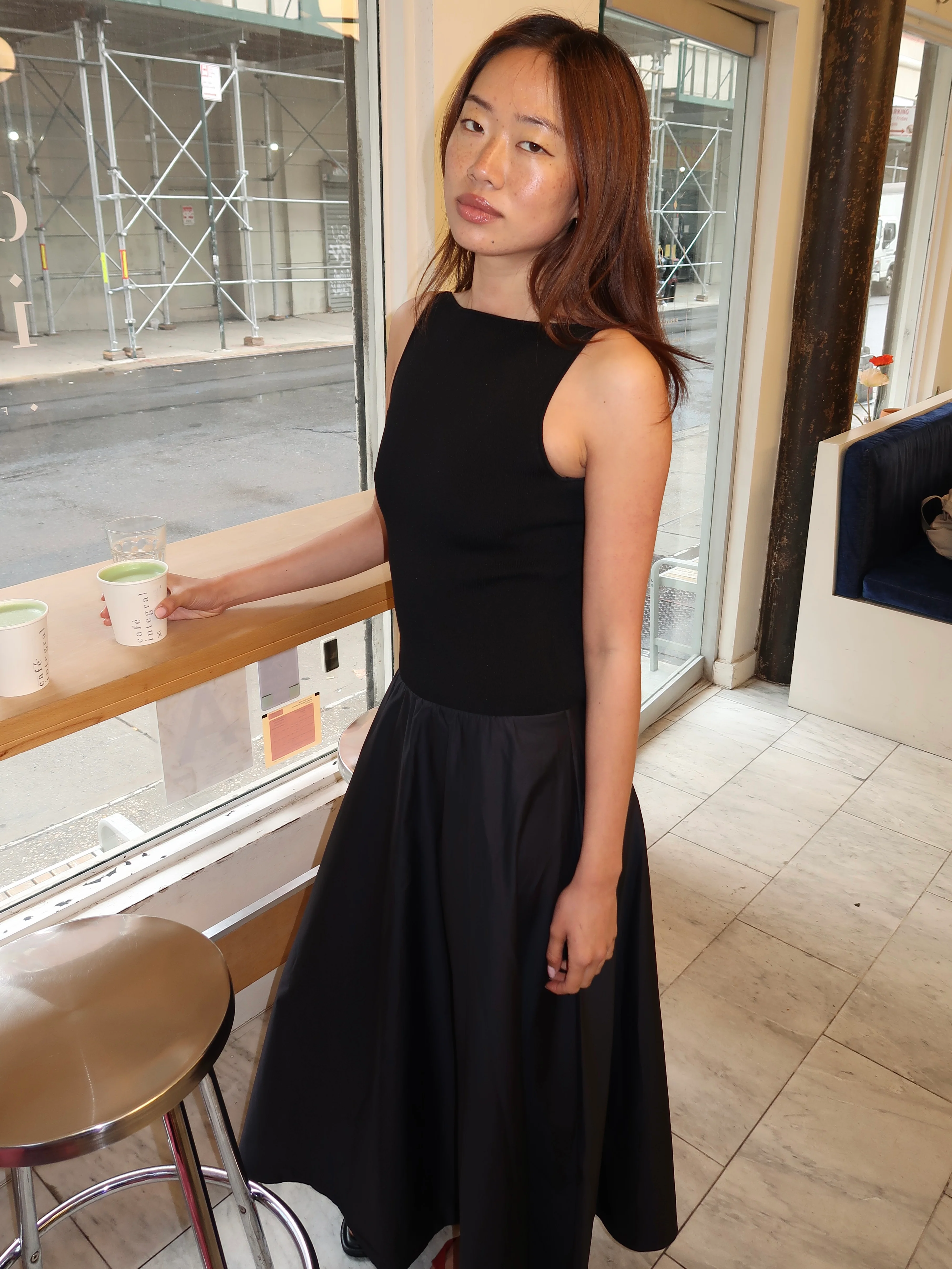 Backless Circle Hem Dress in Black - Image 4