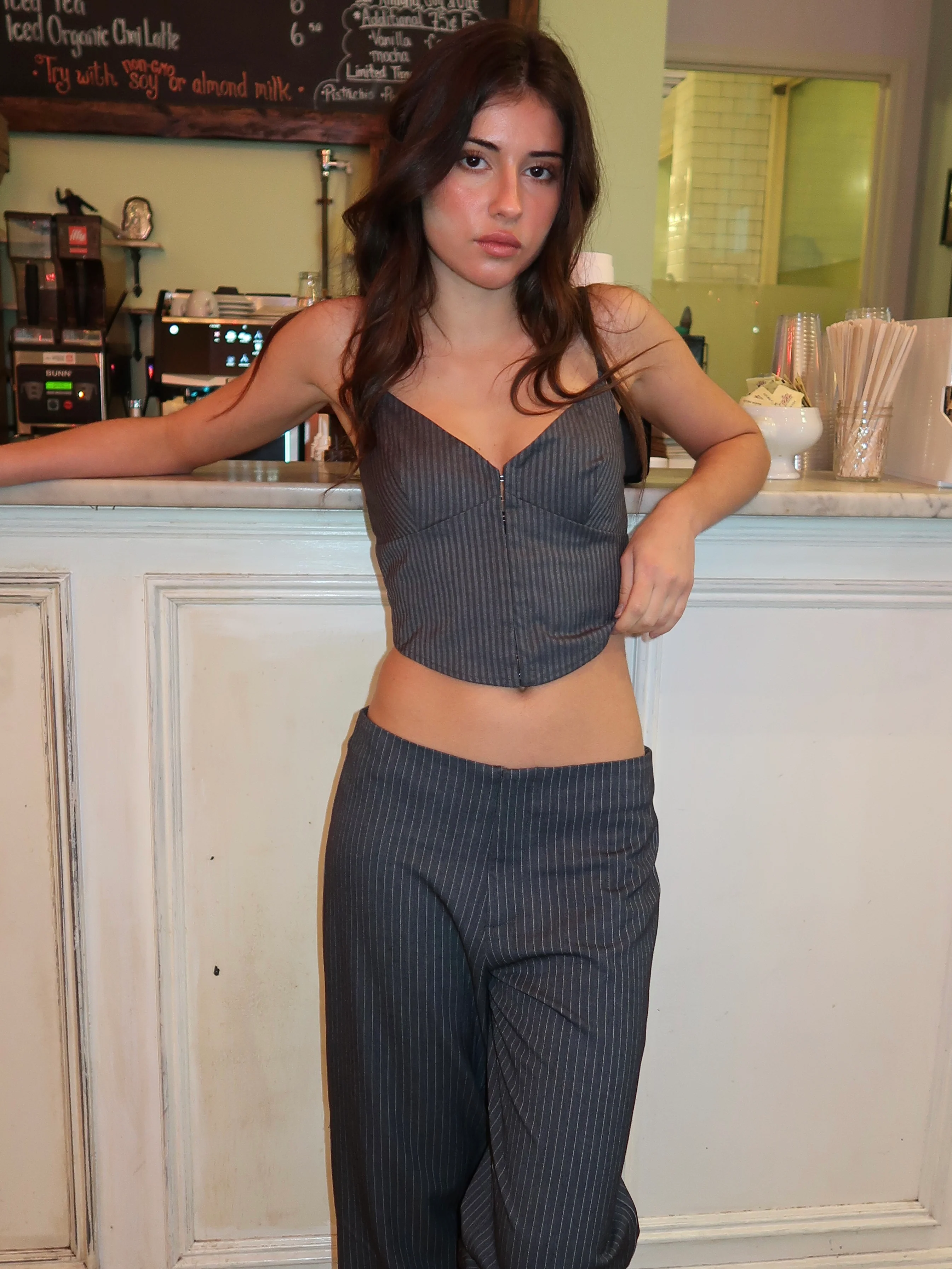 Balboa Corset Top in Charcoal - Image 4