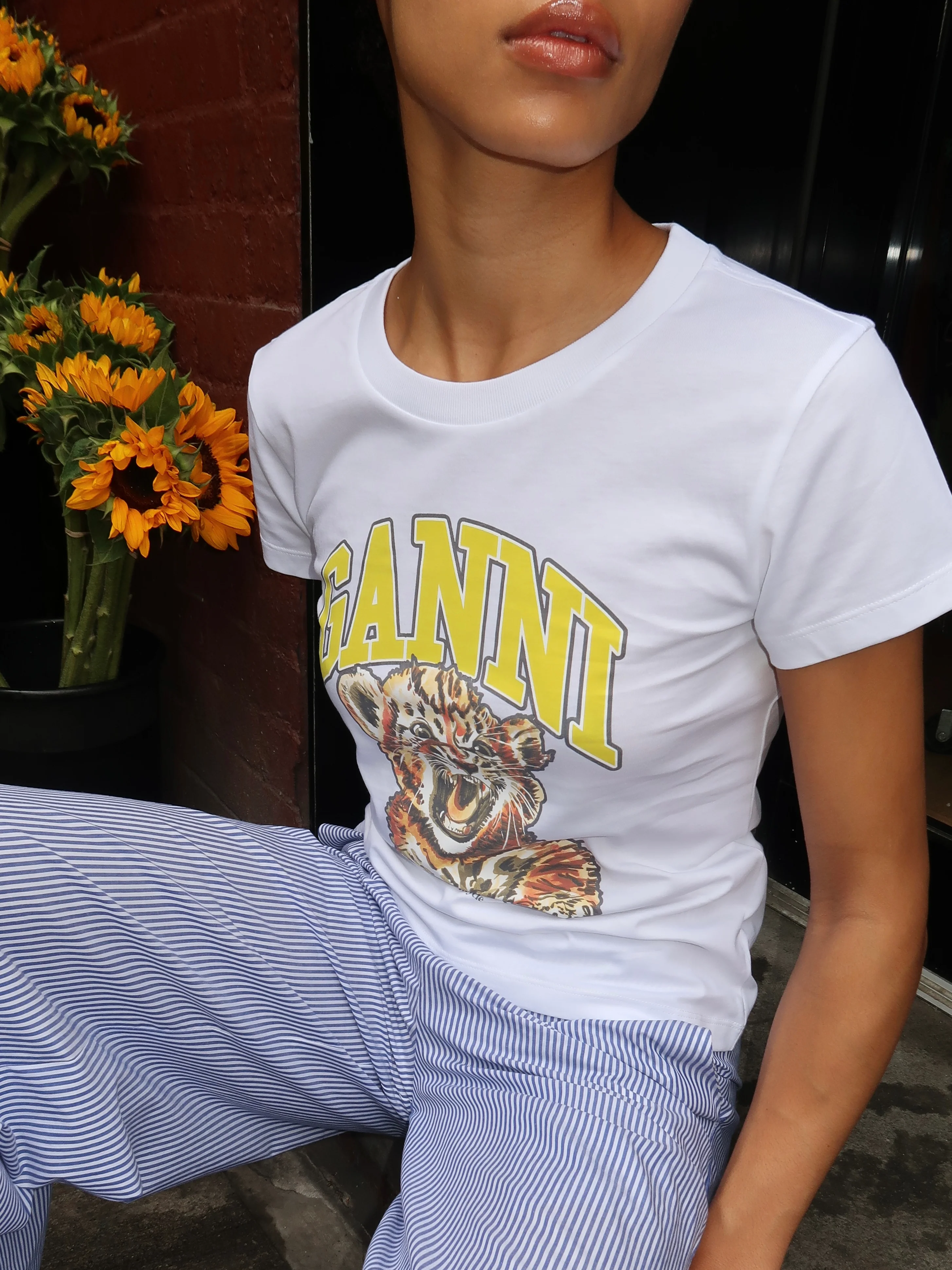 Basic Cotton Jersey Baby Fit Tiger in Bright White - Image 4