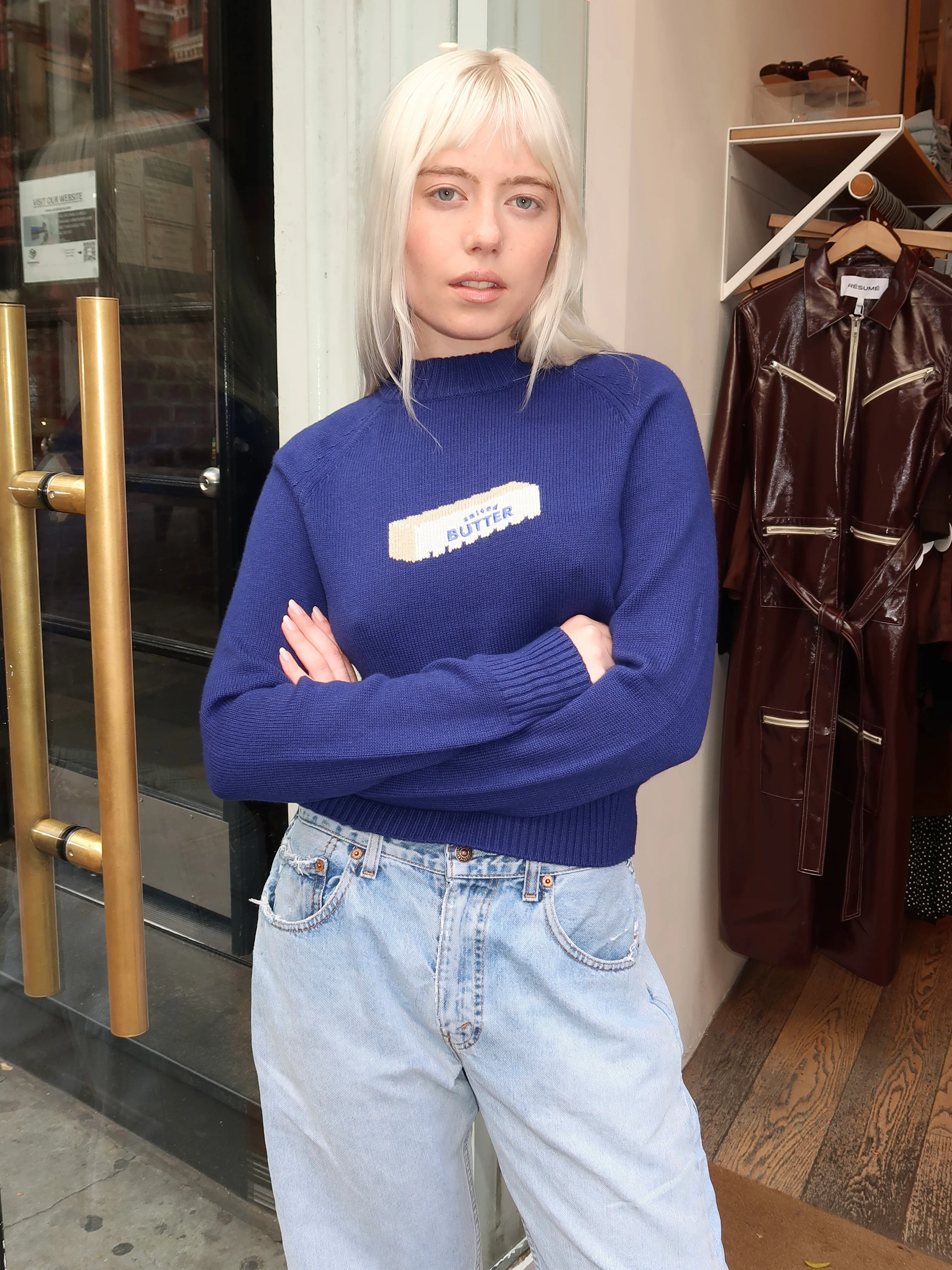 Butter Sweater in Navy - Image 2