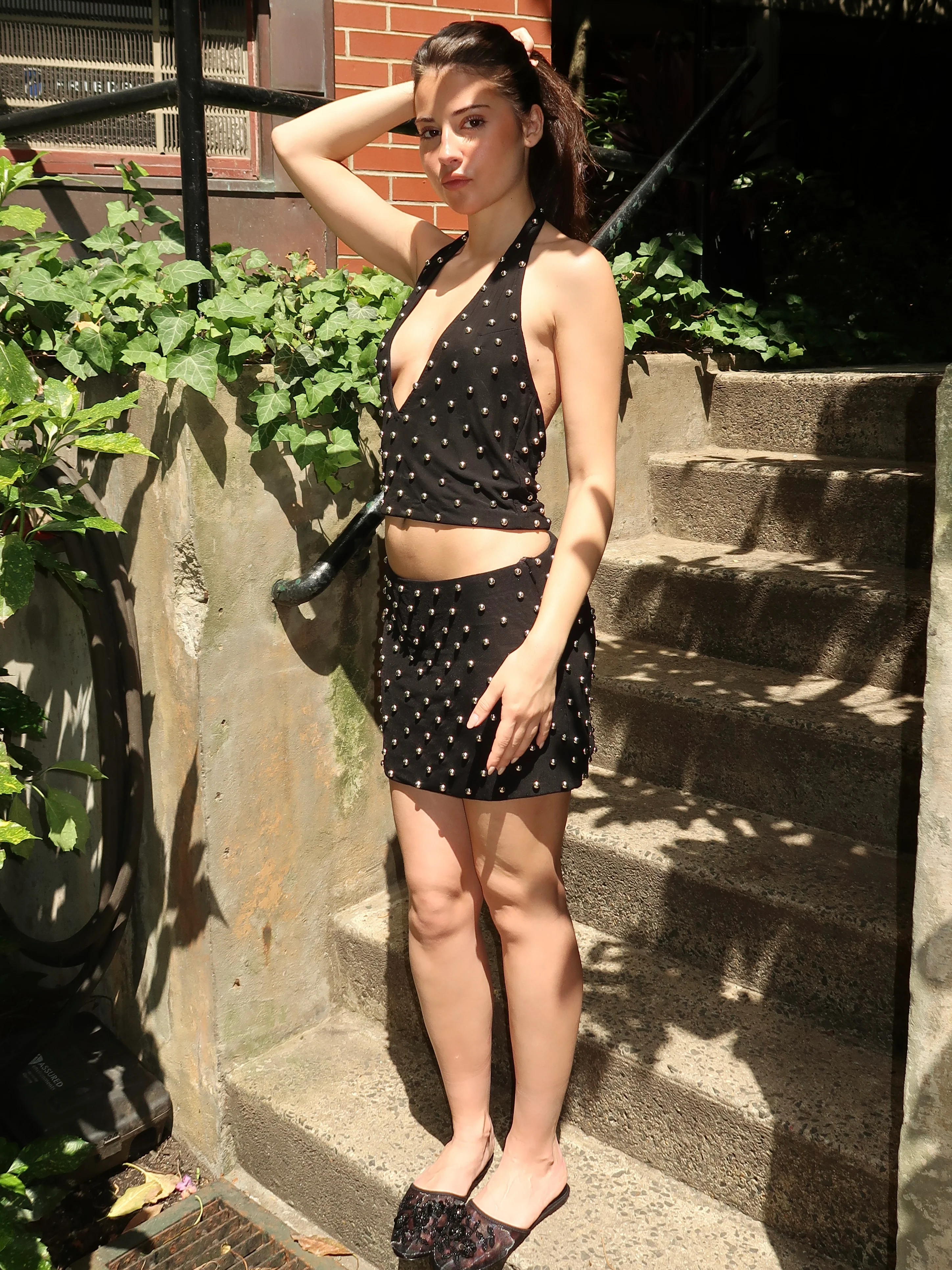 Cabochon Polka Mini Skirt in Black - Image 2
