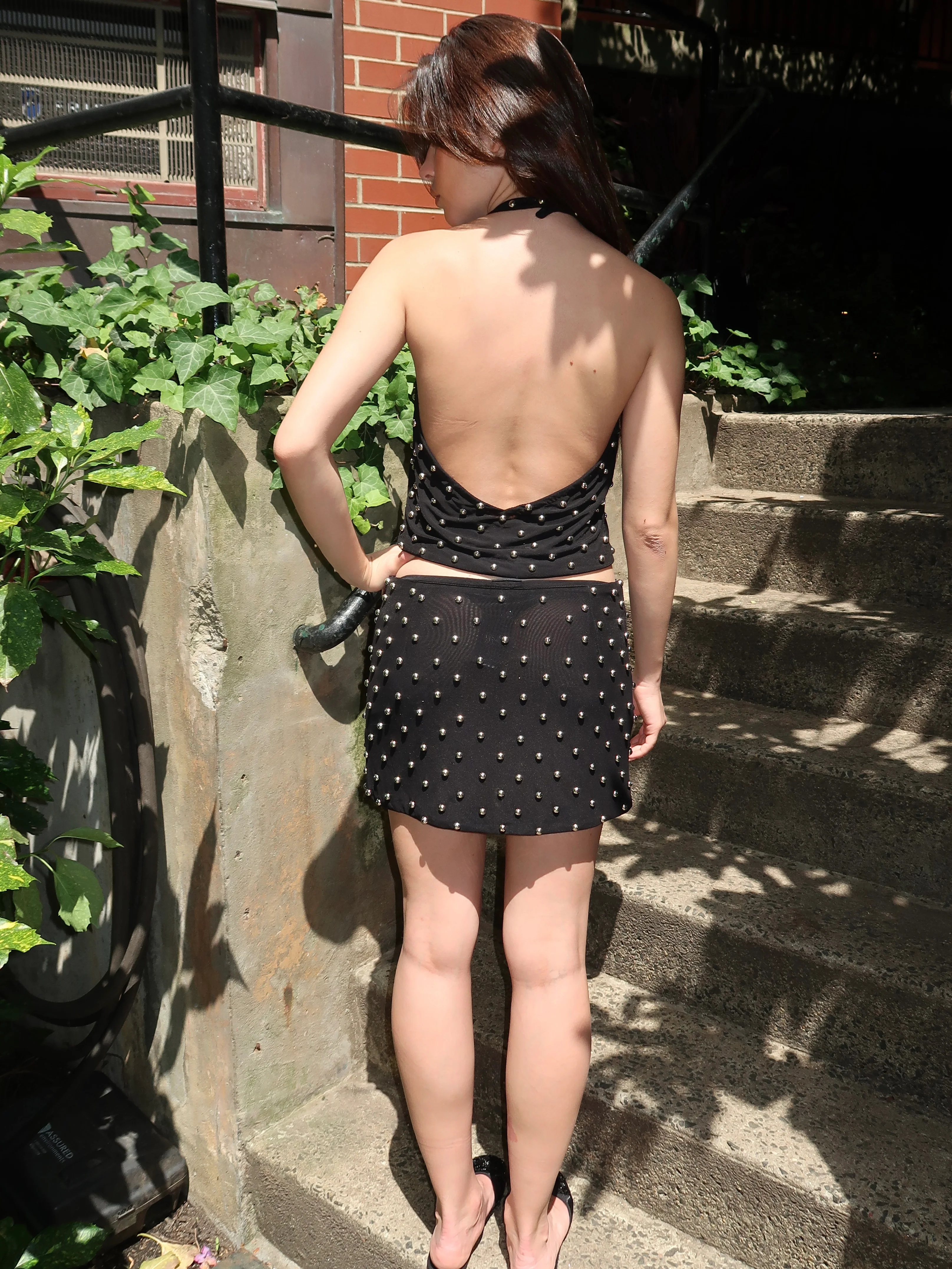 Cabochon Polka Mini Skirt in Black - Image 3