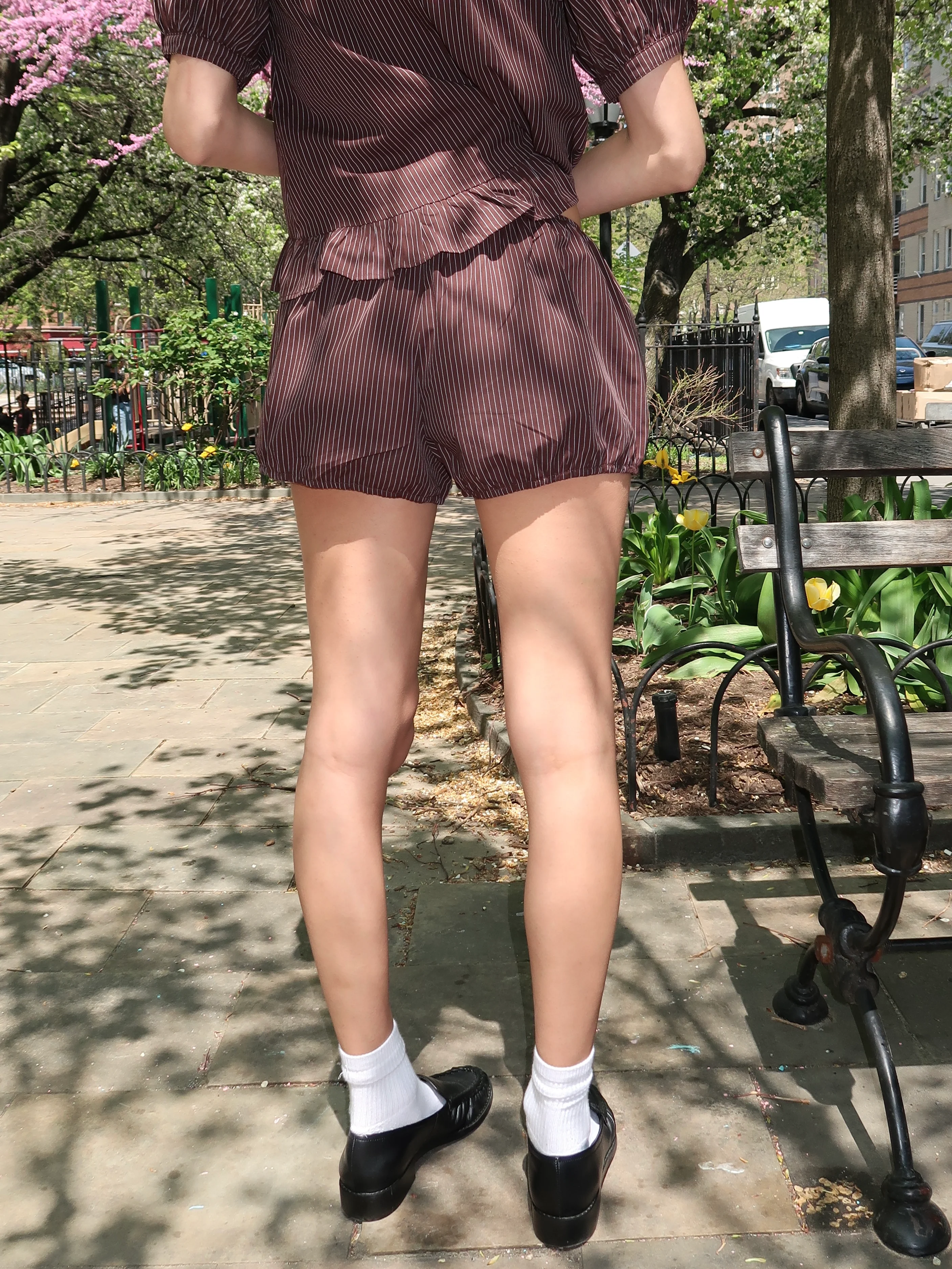 Cece Bloomer Shorts in Brown Stripe - Image 3