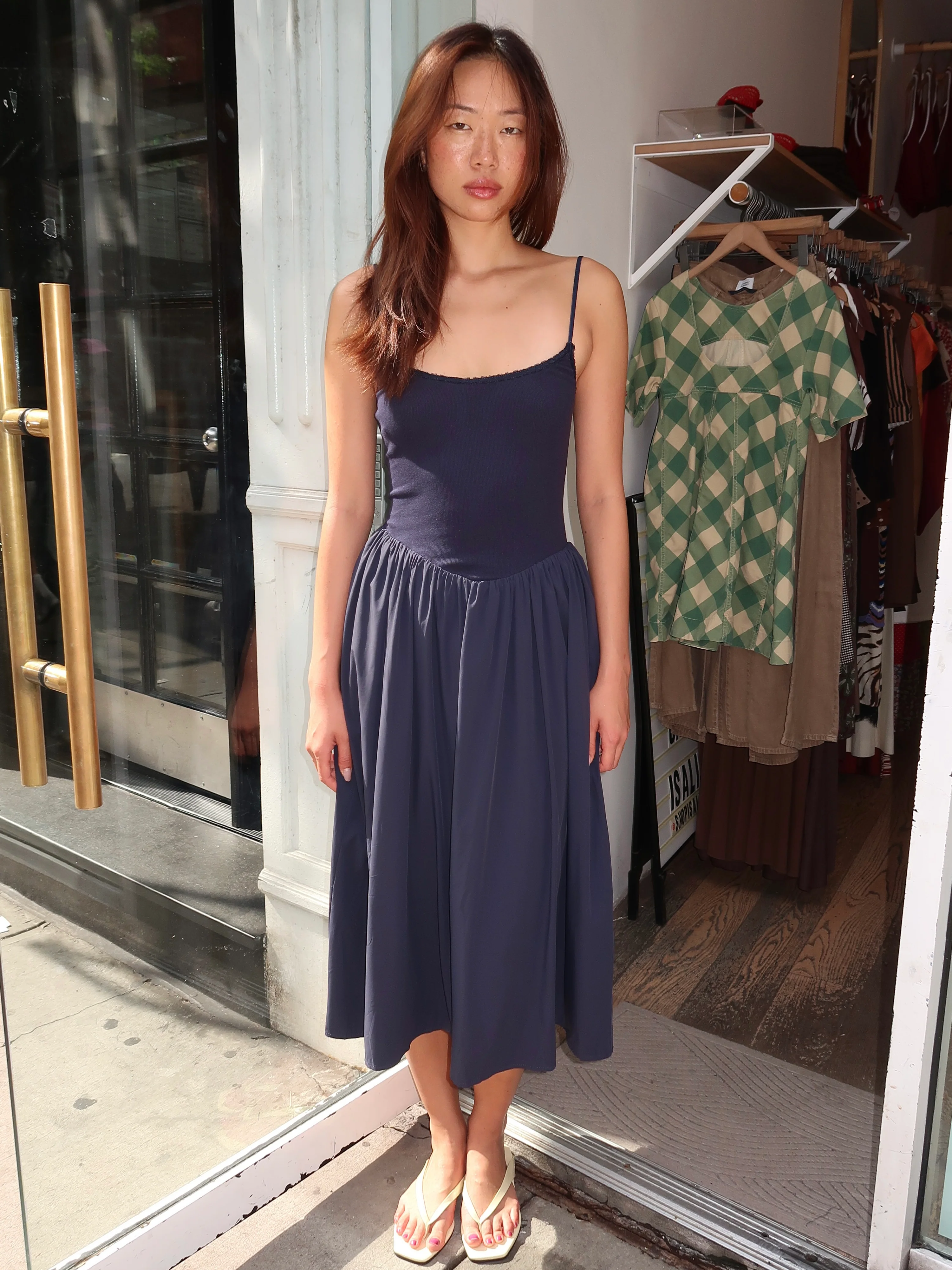 Claudette Midi Dress in Navy - Image 2