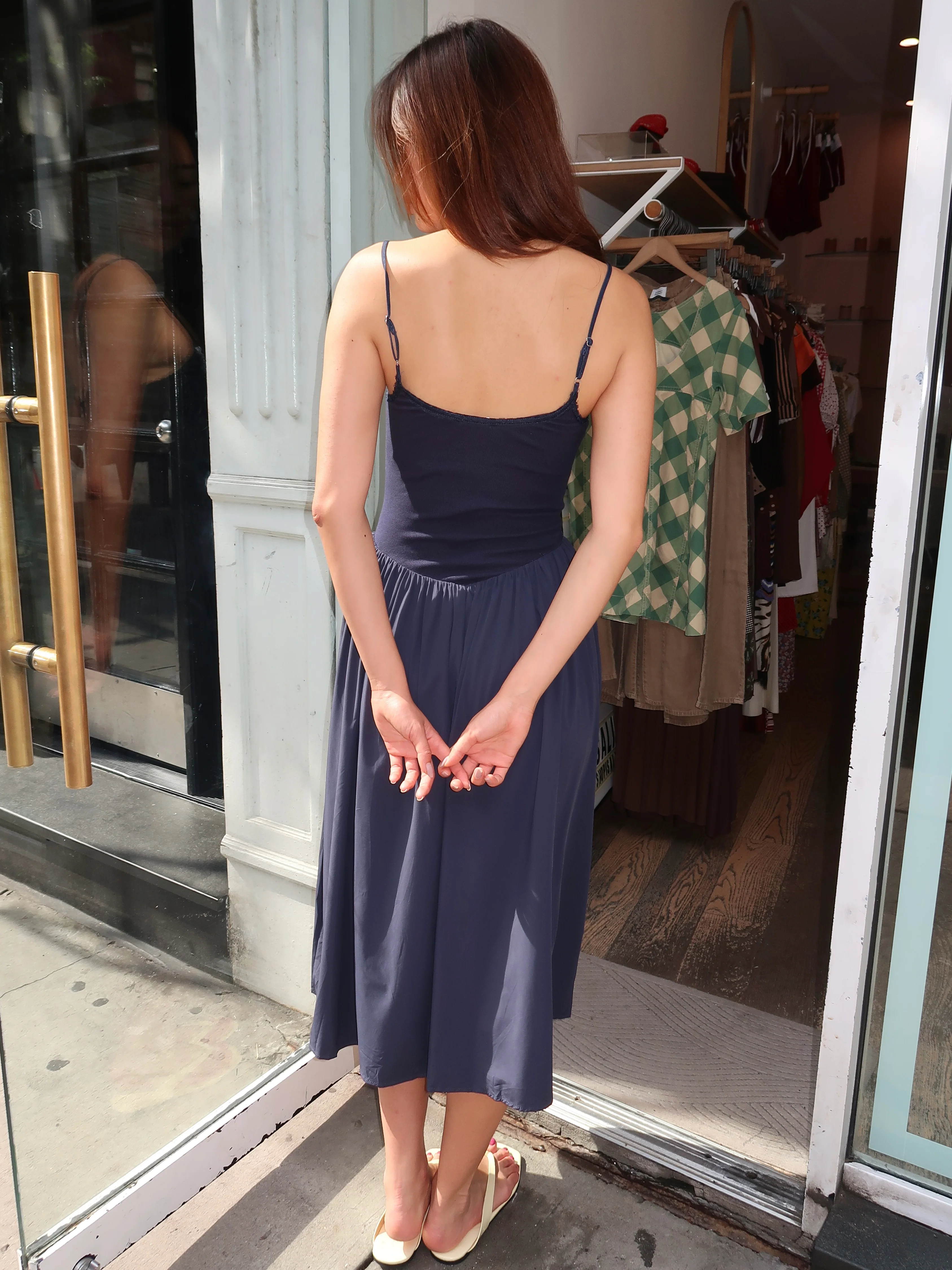 Claudette Midi Dress in Navy - Image 3