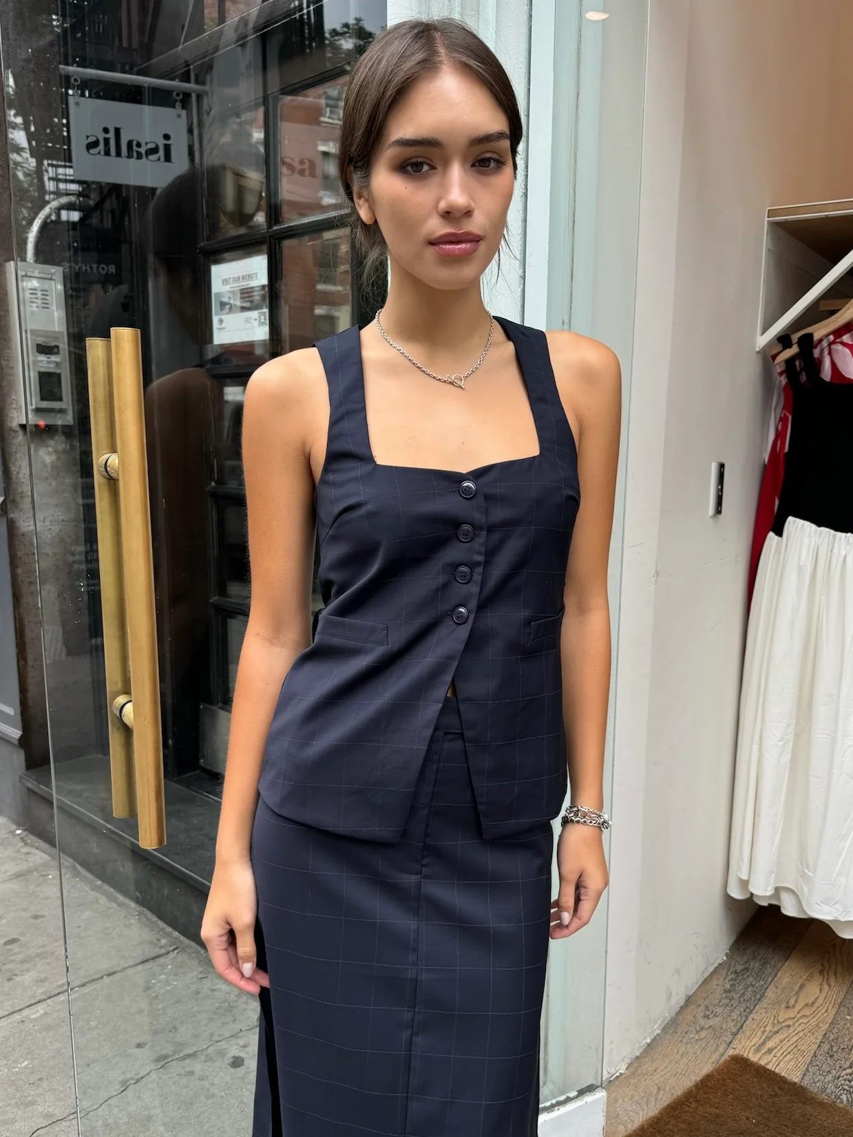 Connor Vest in Navy Plaid - Image 5