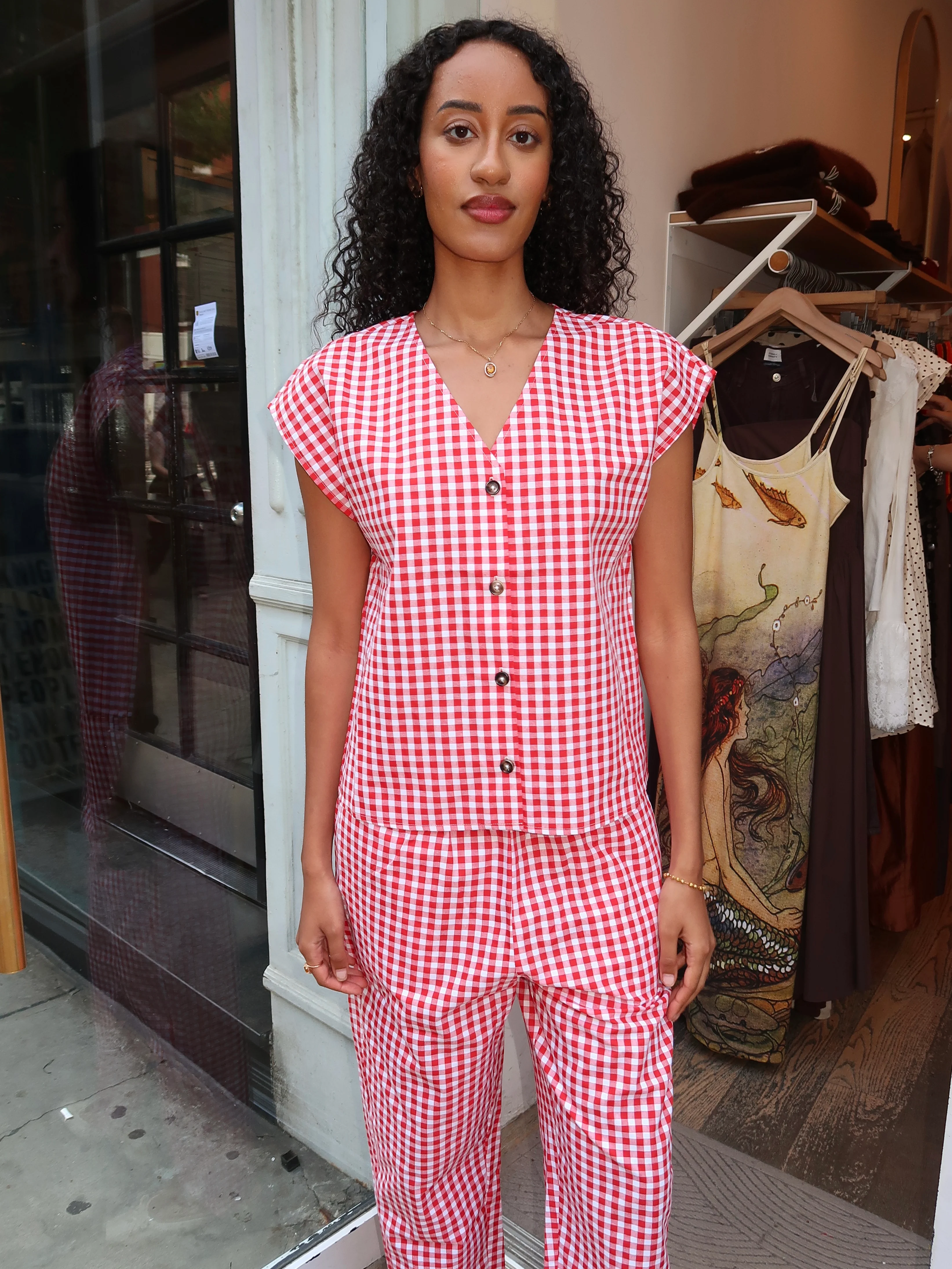 Diana Top in Red Gingham - Image 4