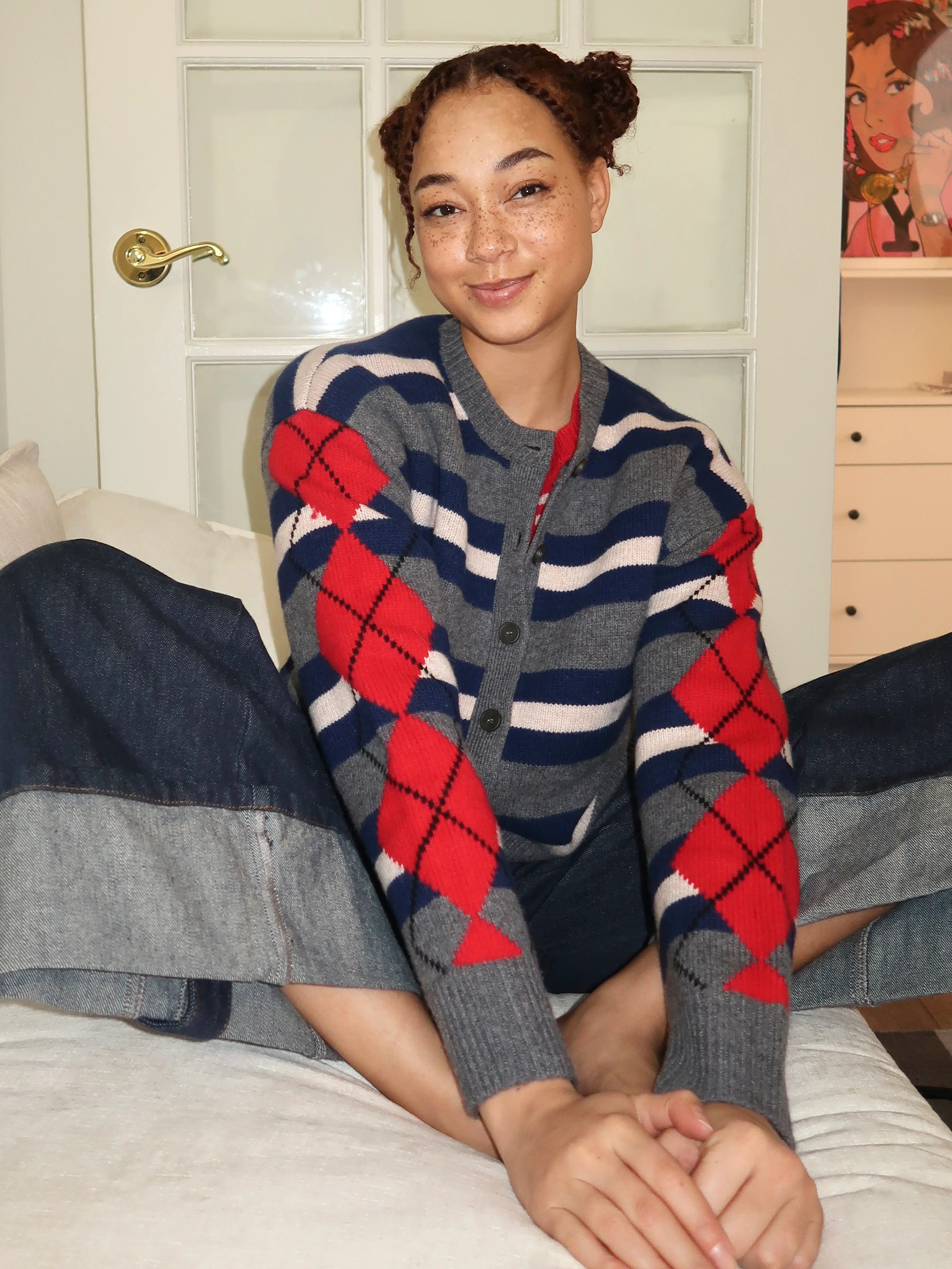 Didi Cardigan in Argyle Stripe Multi
