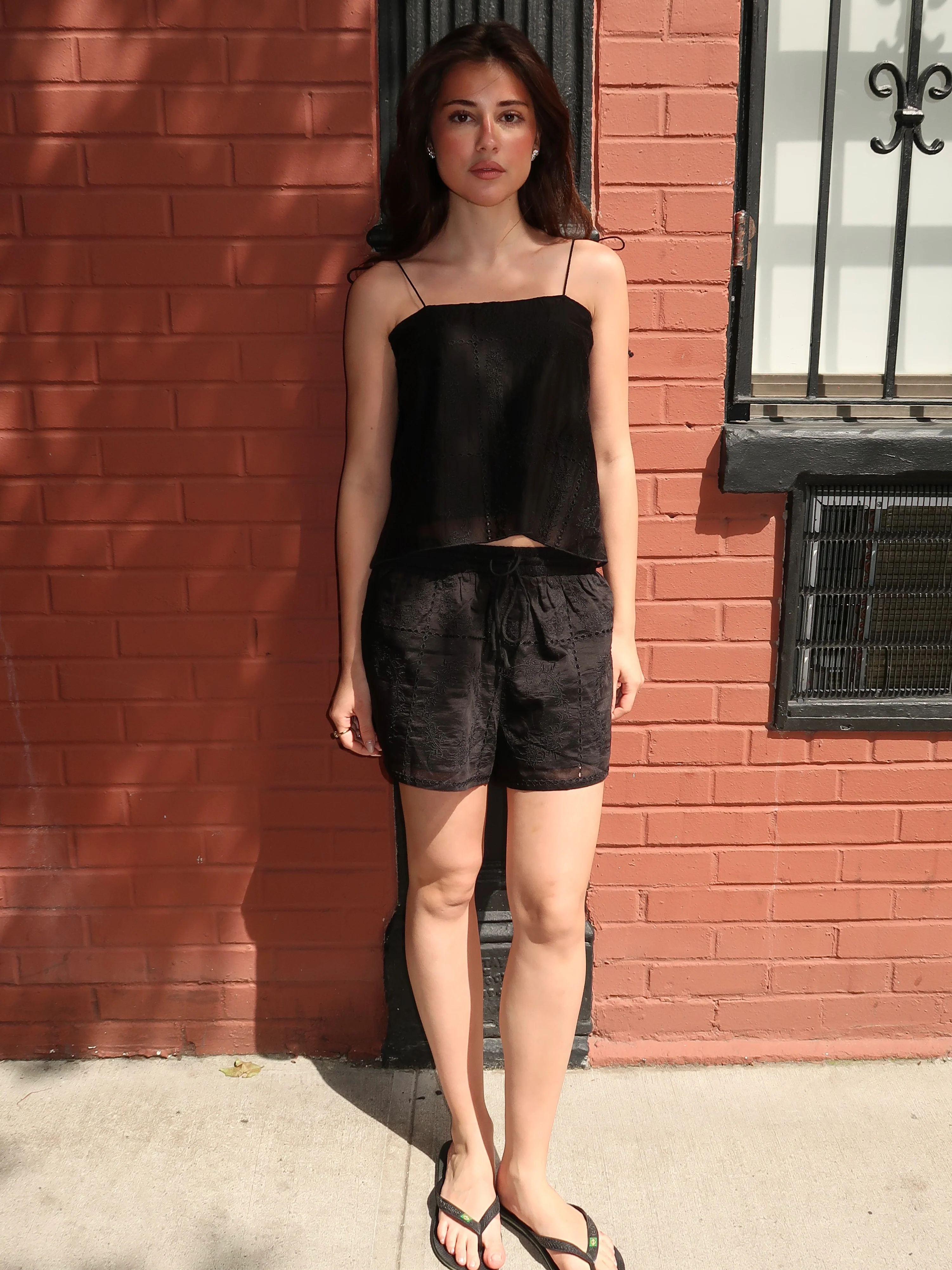 Felicity Embroidered Shorts in Black - Image 2