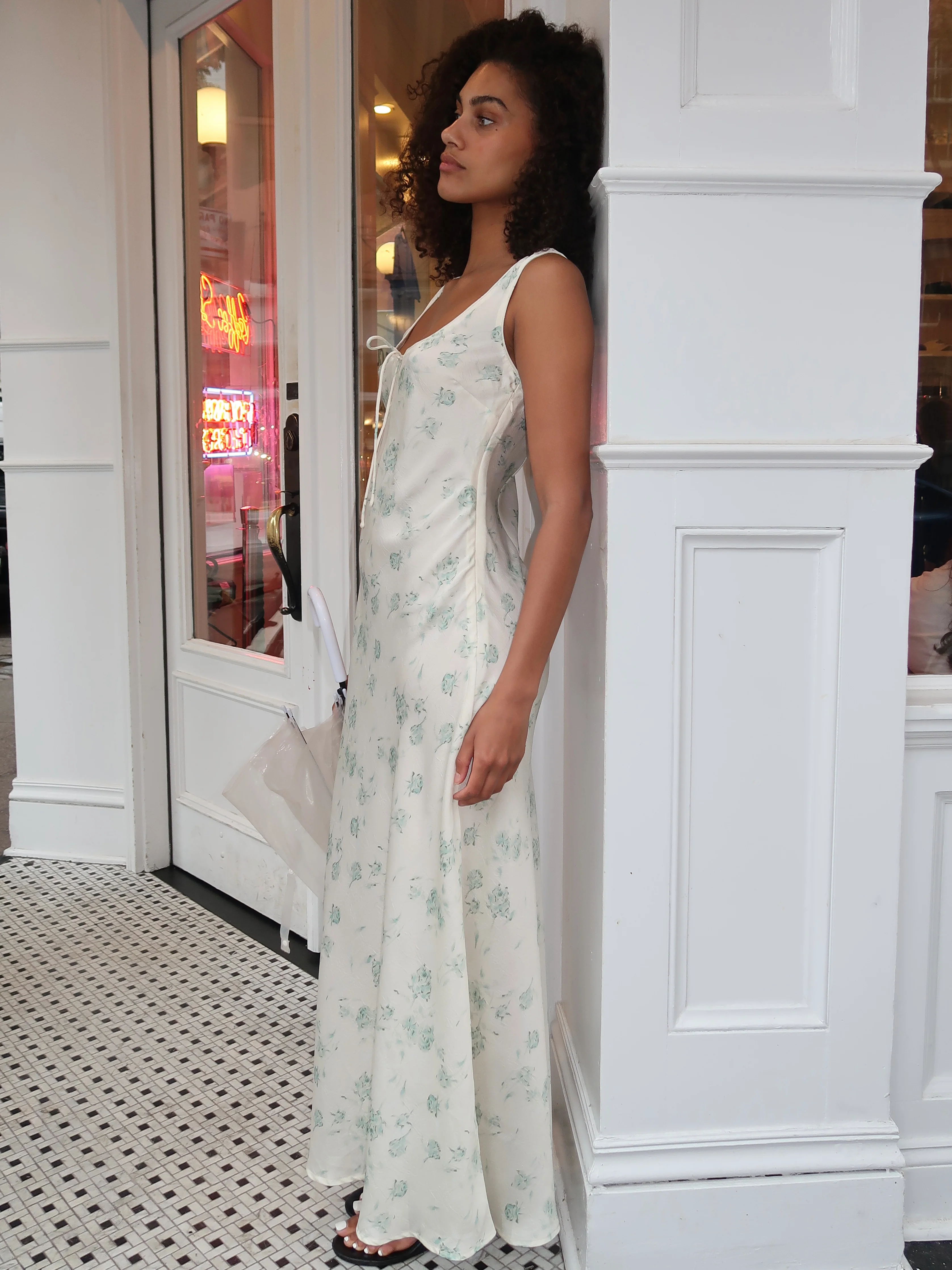 Jaylin Maxi Dress in Cream Green Floral - Image 2
