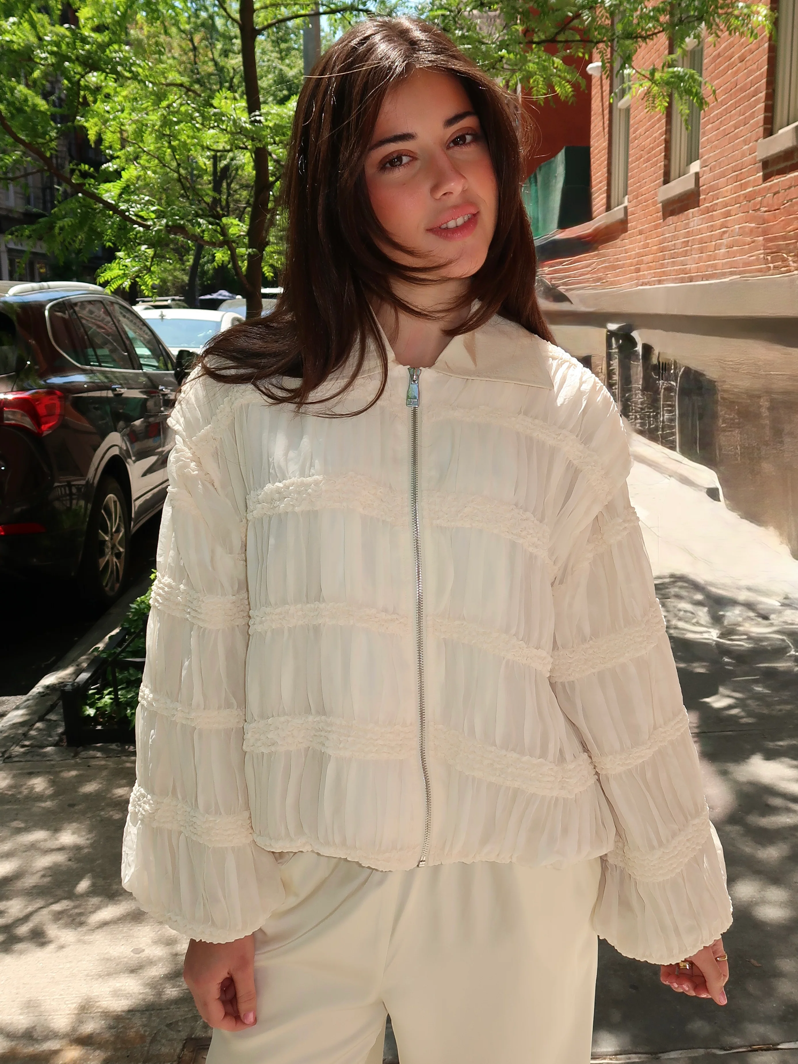 Kiara Ecru Bomber Jacket - Image 4