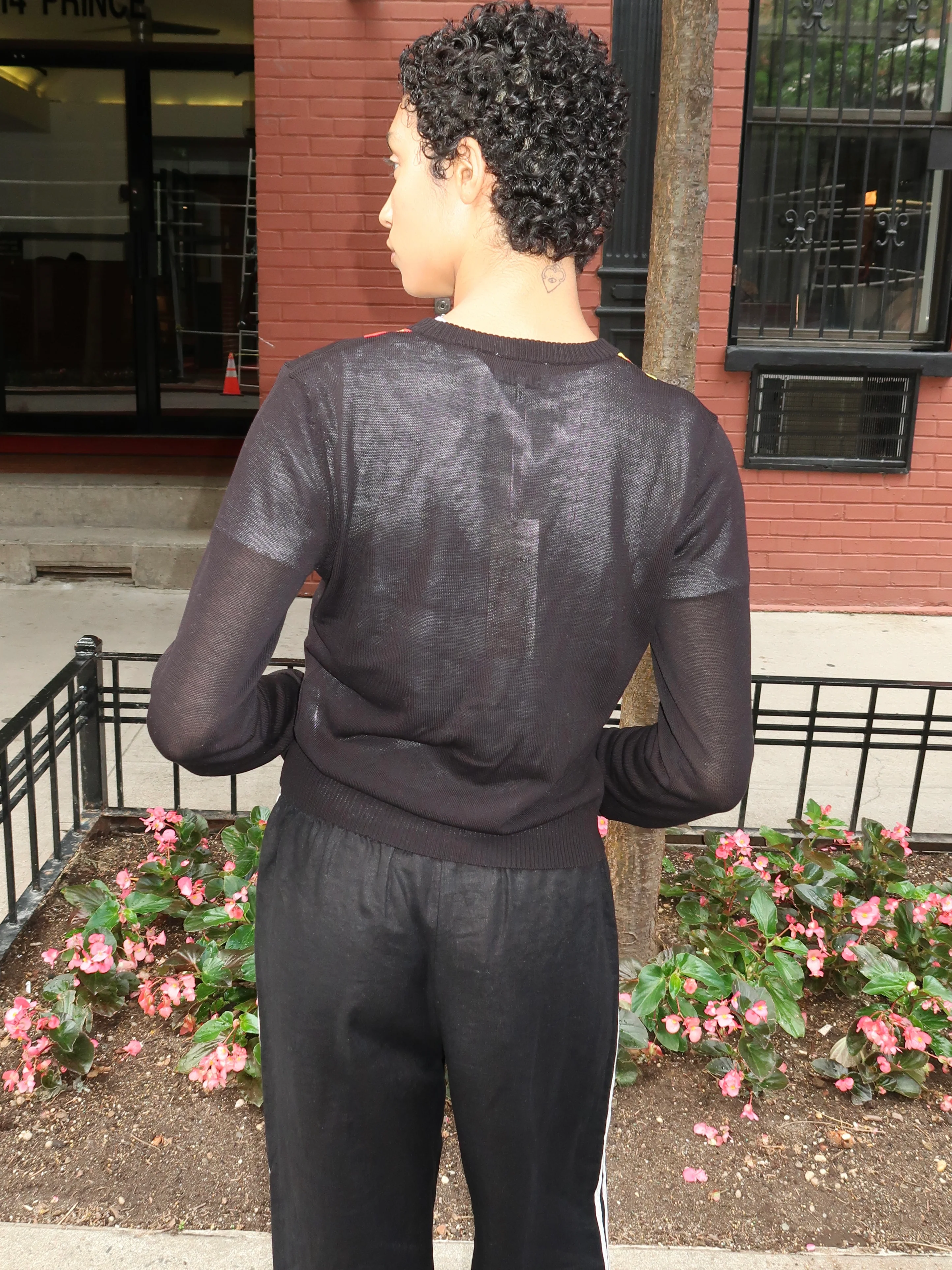 Light Cotton Argyle Cardigan in Black - Image 3