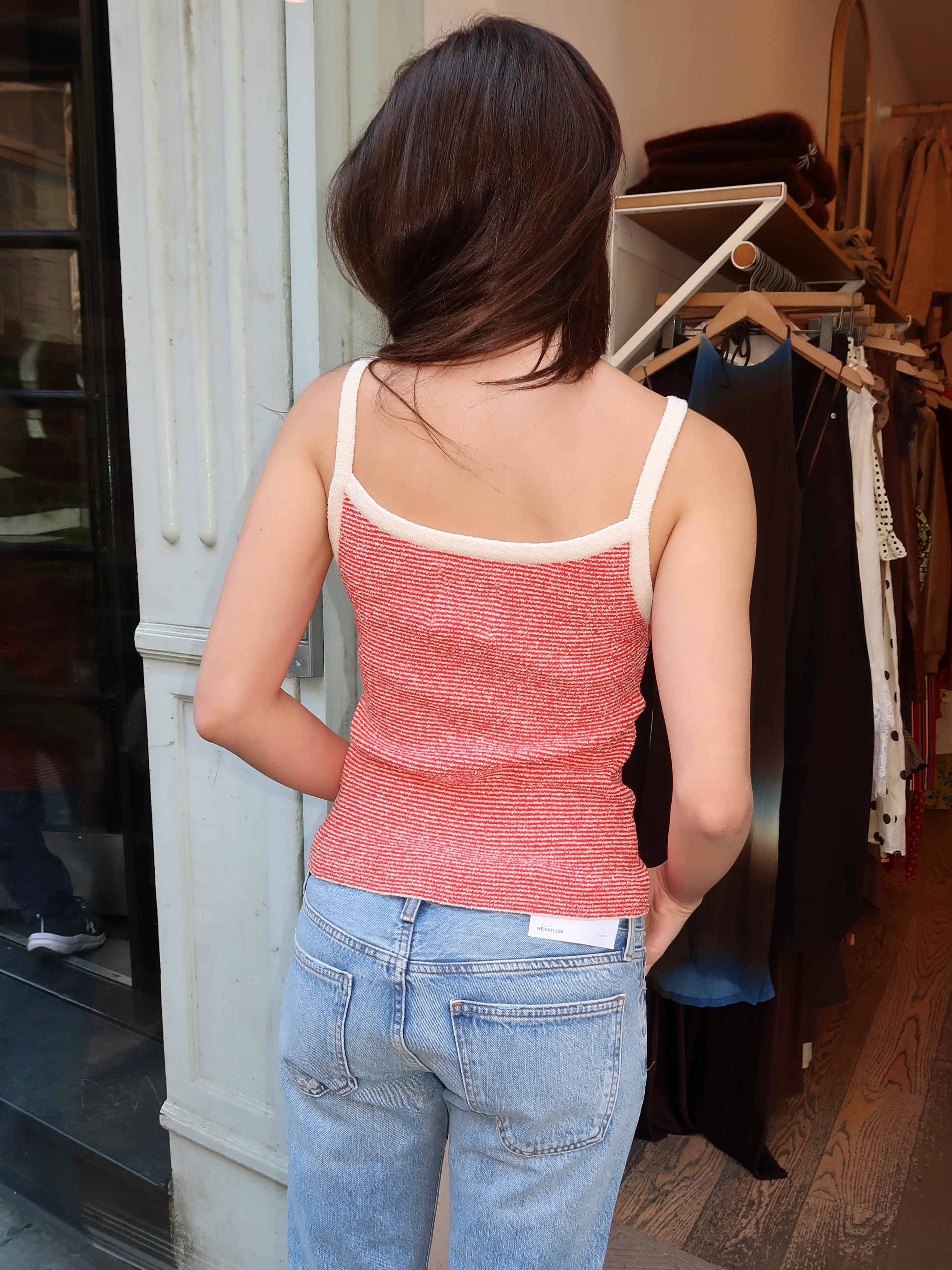 Lily Sweater Cami in Red Stripe - Image 3