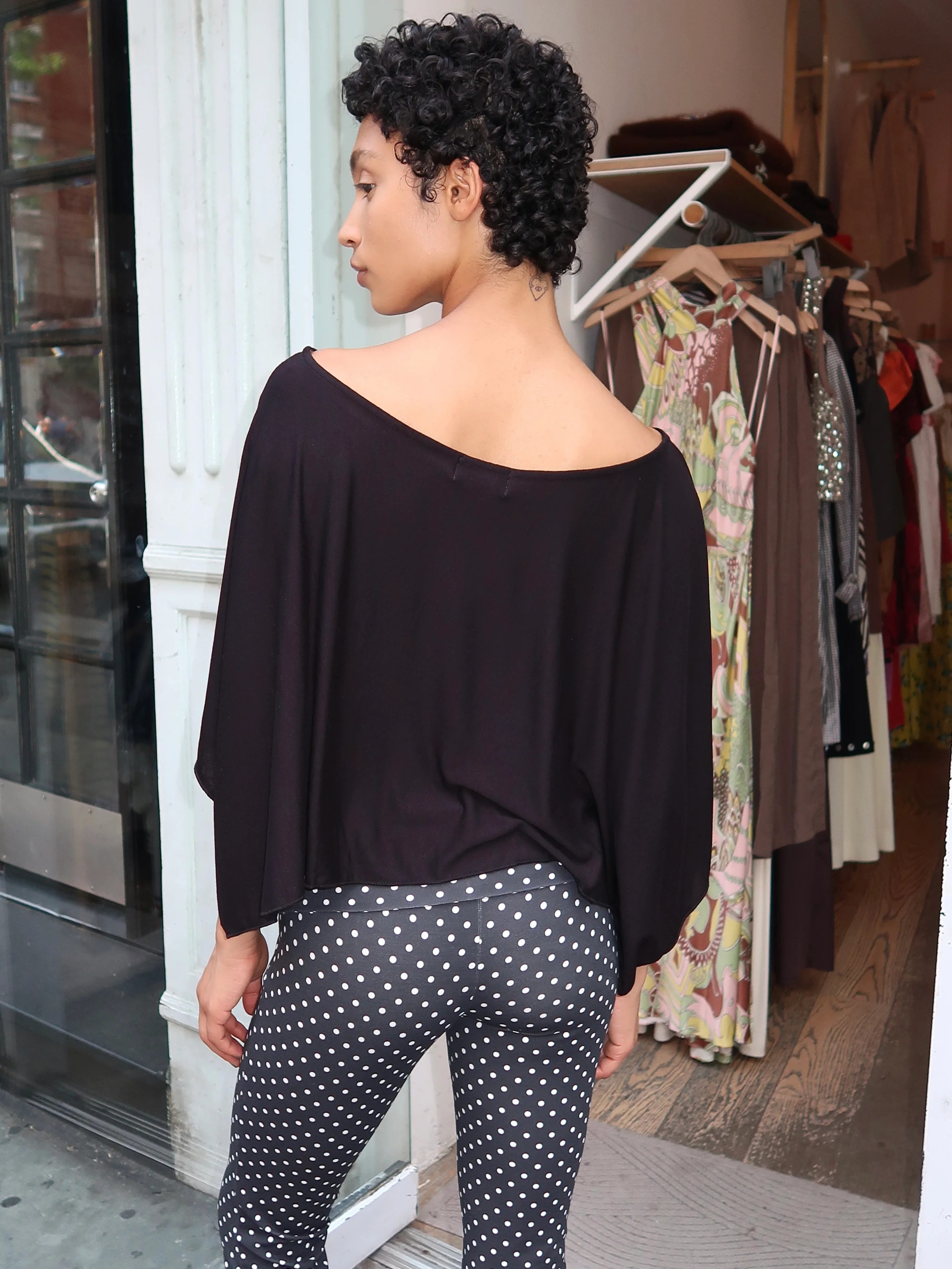 Luciana Poncho Top in Black - Image 3