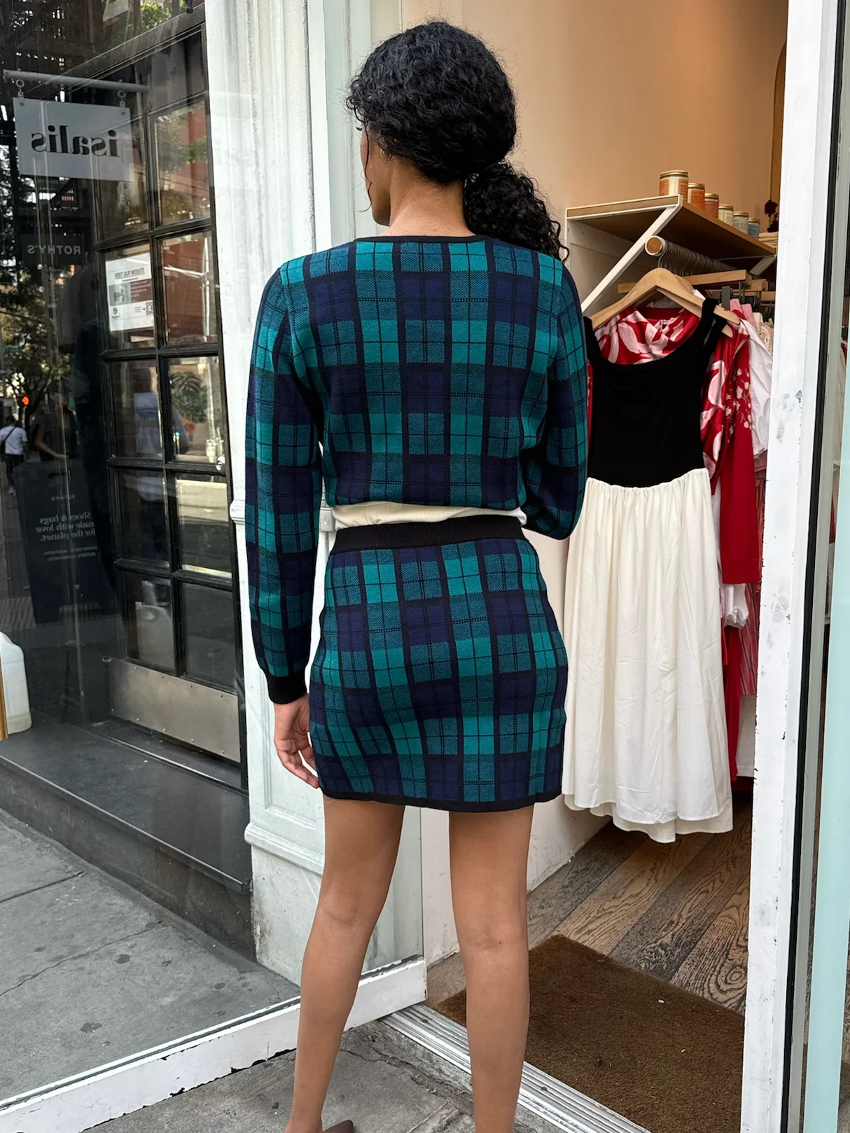 Margaret Knit Skirt in Blackwatch Plaid - Image 3
