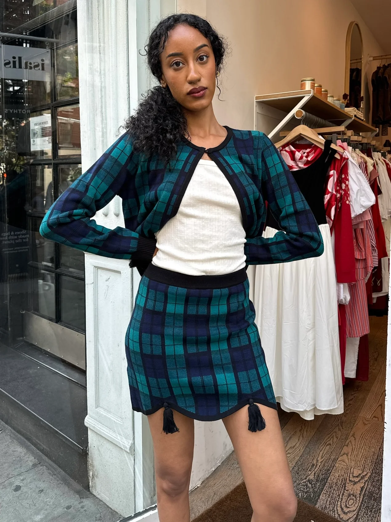 Margaret Knit Skirt in Blackwatch Plaid - Image 4