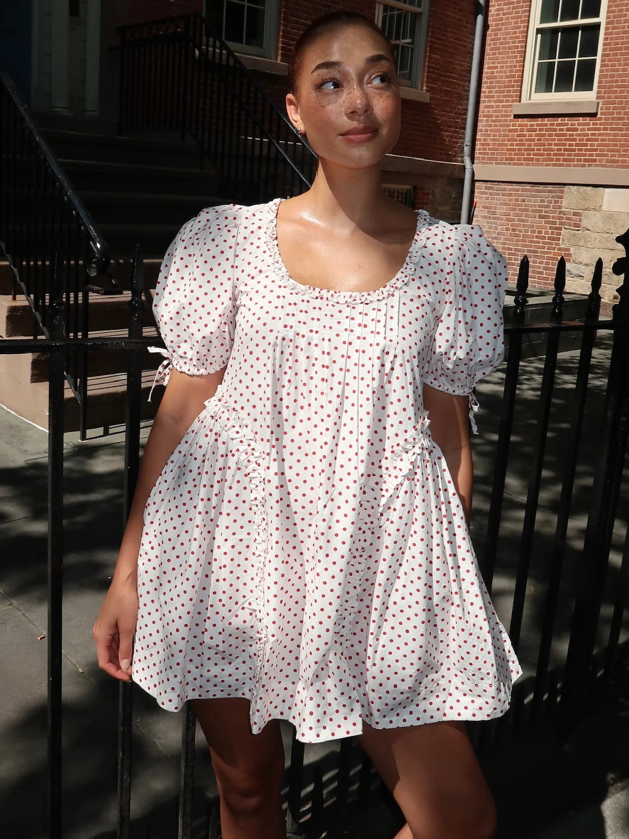 Meri Mini Dress in Red Spot - Image 2