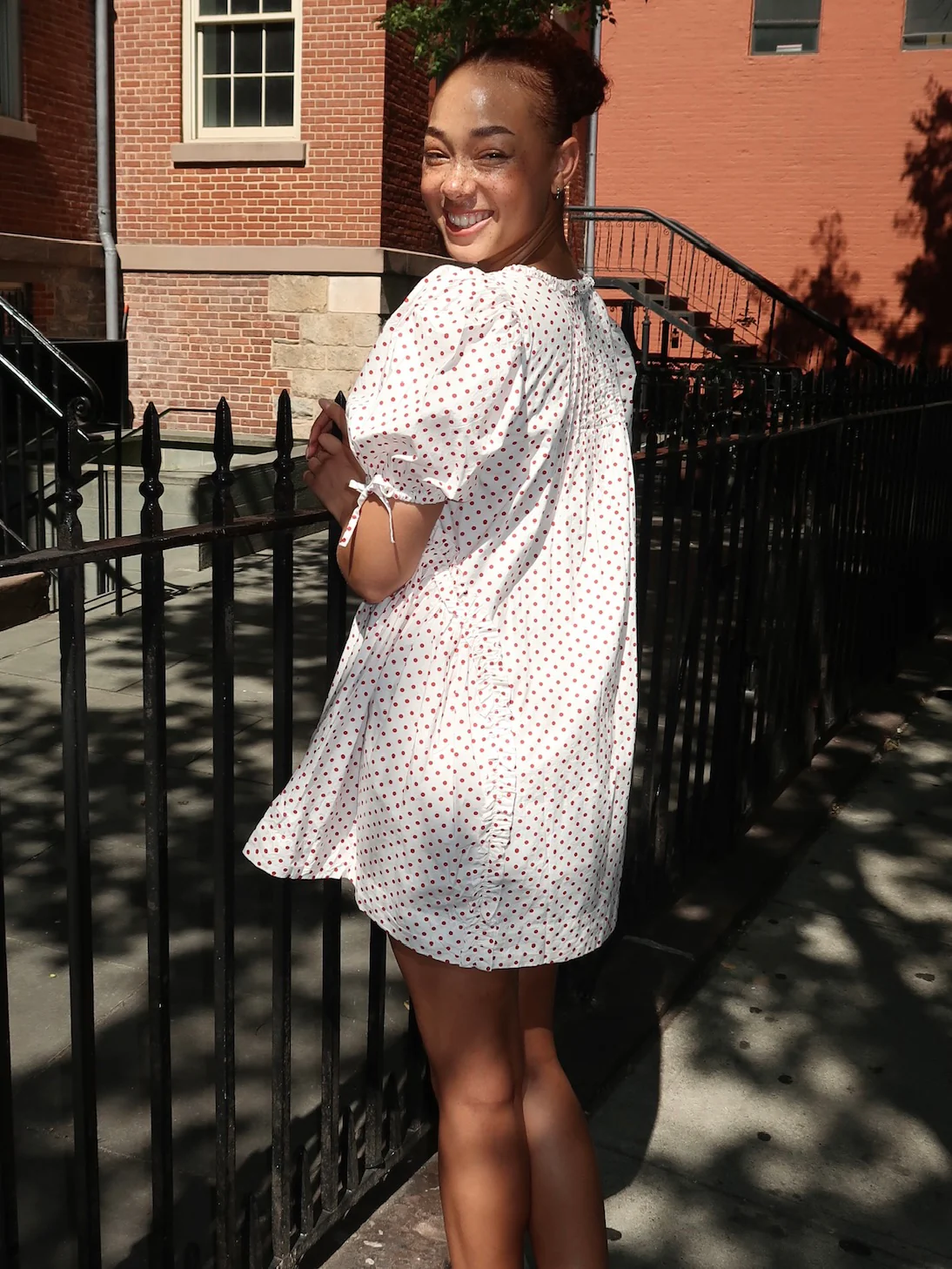 Meri Mini Dress in Red Spot - Image 3
