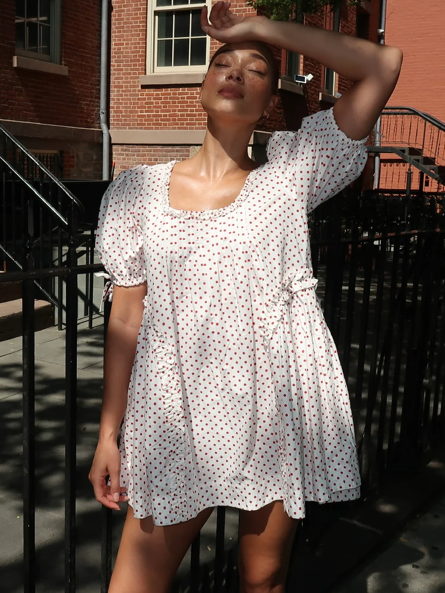 Meri Mini Dress in Red Spot - Image 4