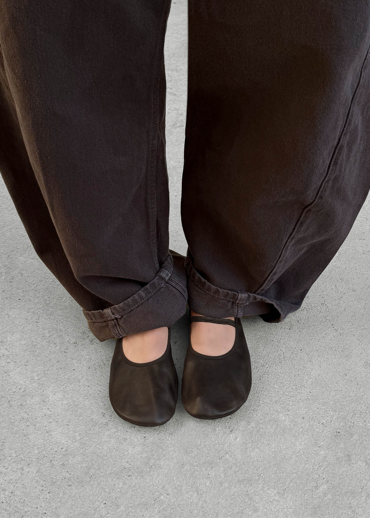 Naira Vintage Effect Brown Leather Ballet Flats - Image 3