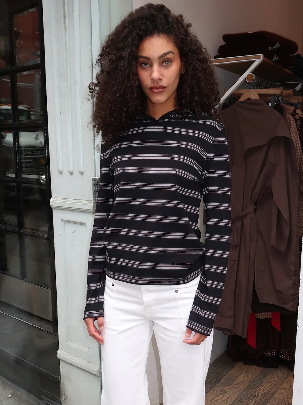 Nellie Shirt in Black Stripe