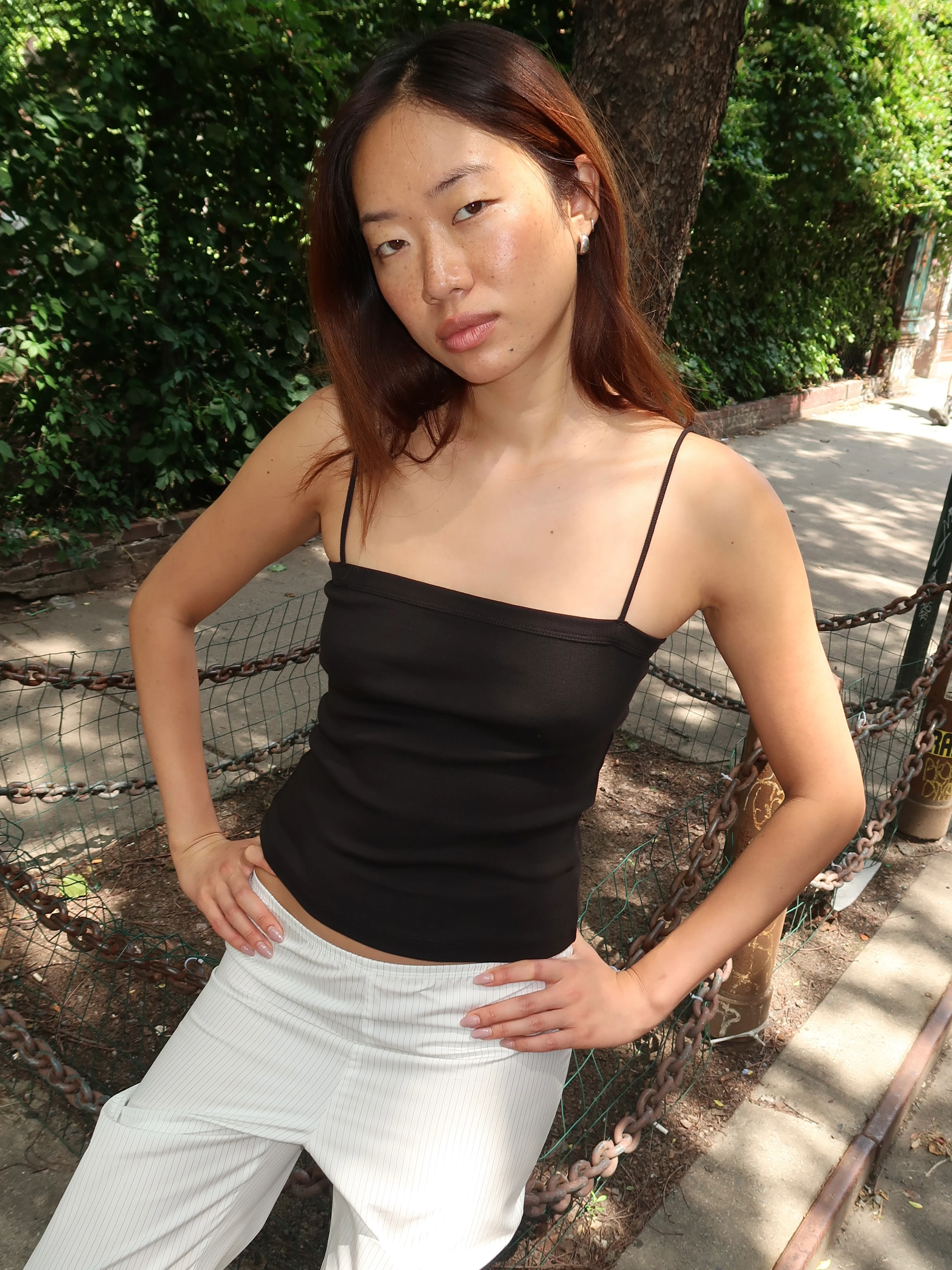 Organic Cotton Square Neck Cami in Jet Black - Image 2