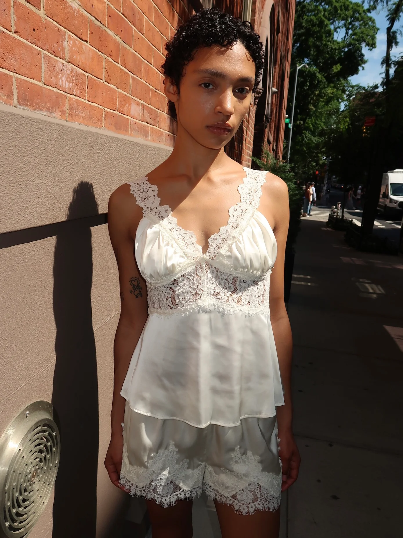 Paris Satin Lace Top in Cream - Image 2