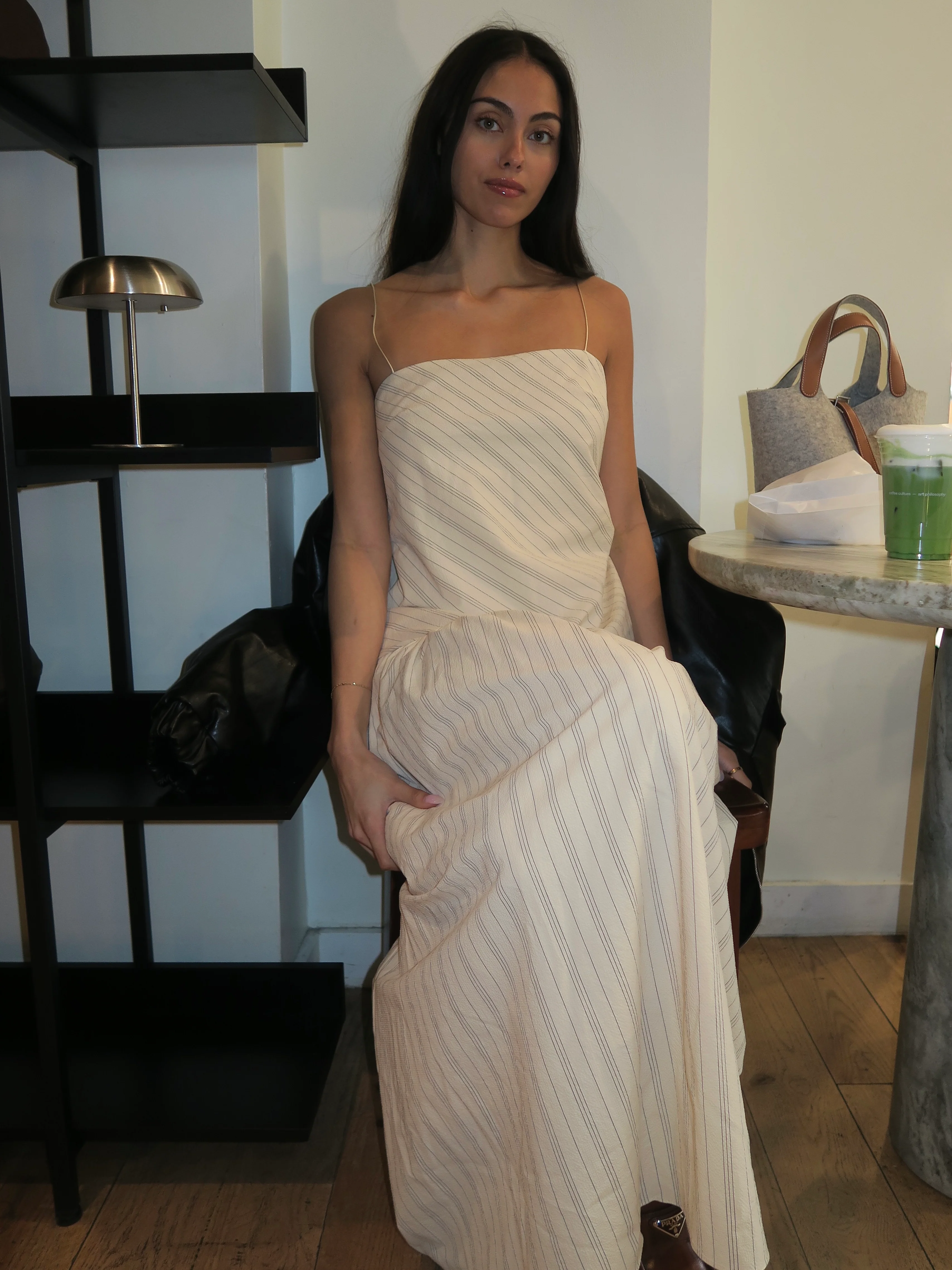 Peyson Maxi Dress in Cream/Black Stripe - Image 4