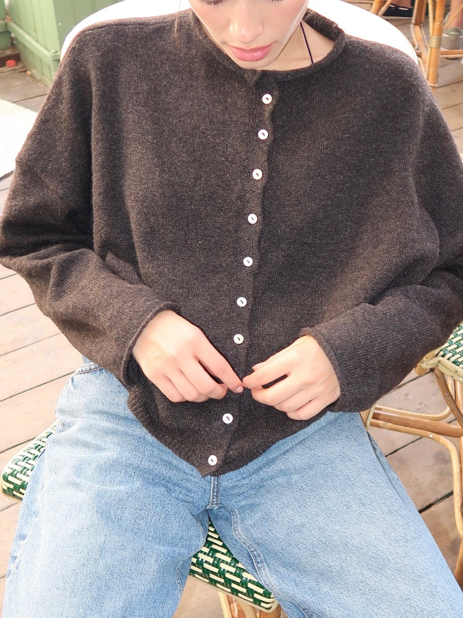 Pisces Button Down Cardigan in Chocolate