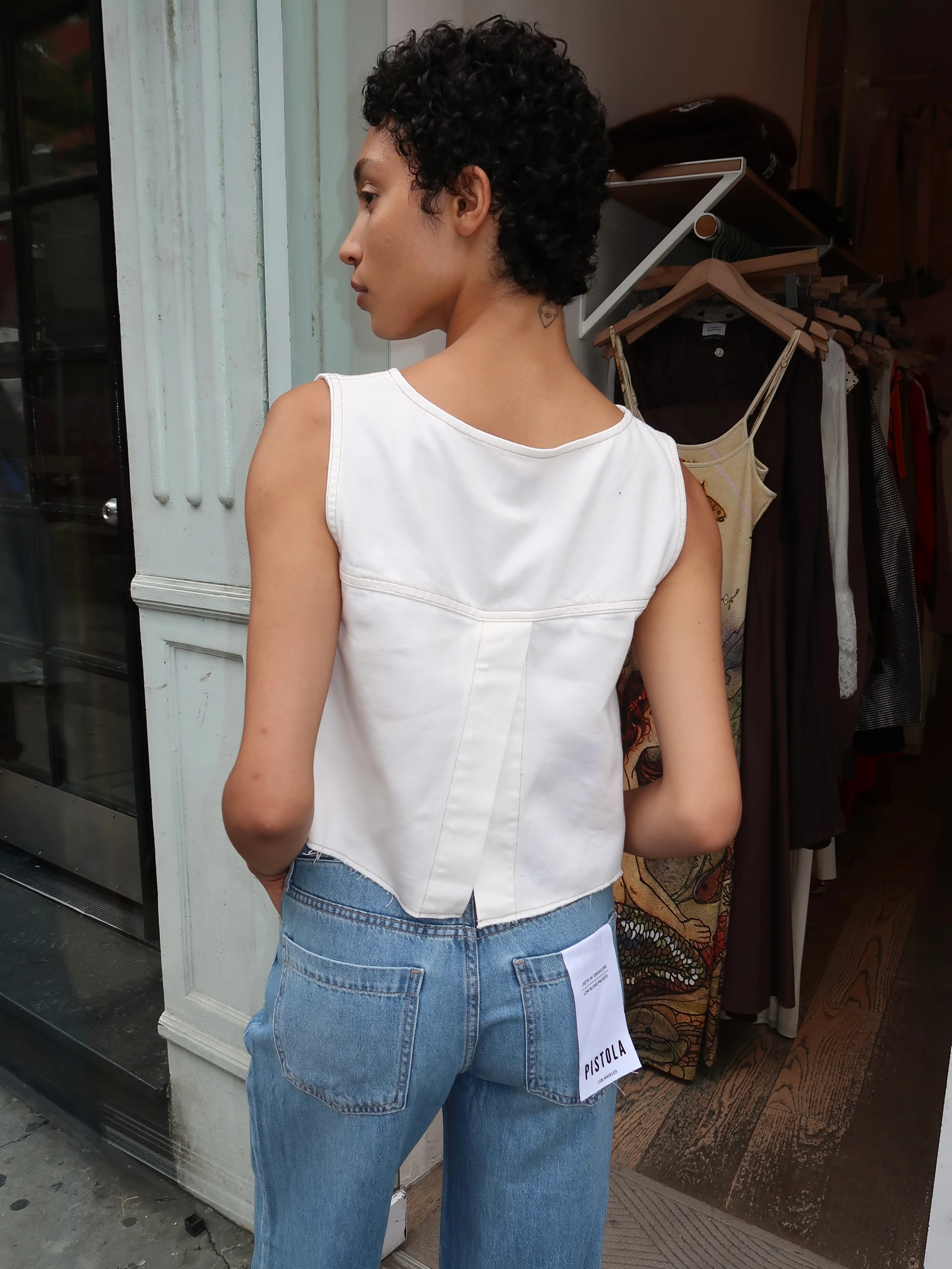 Rue Crop Pop Over Swing Top in Off-White - Image 3