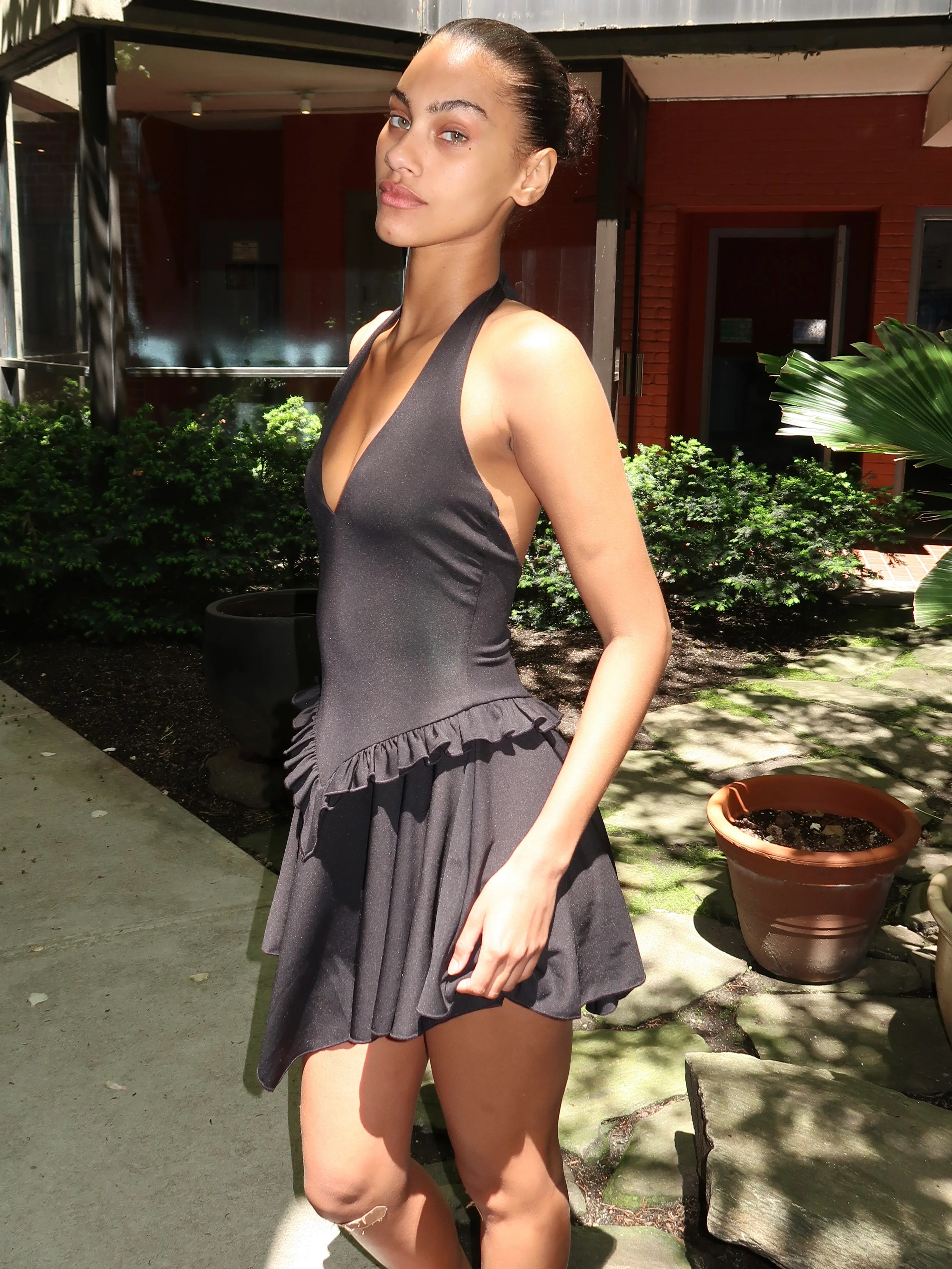 Sirene Halter Dress in Black - Image 2
