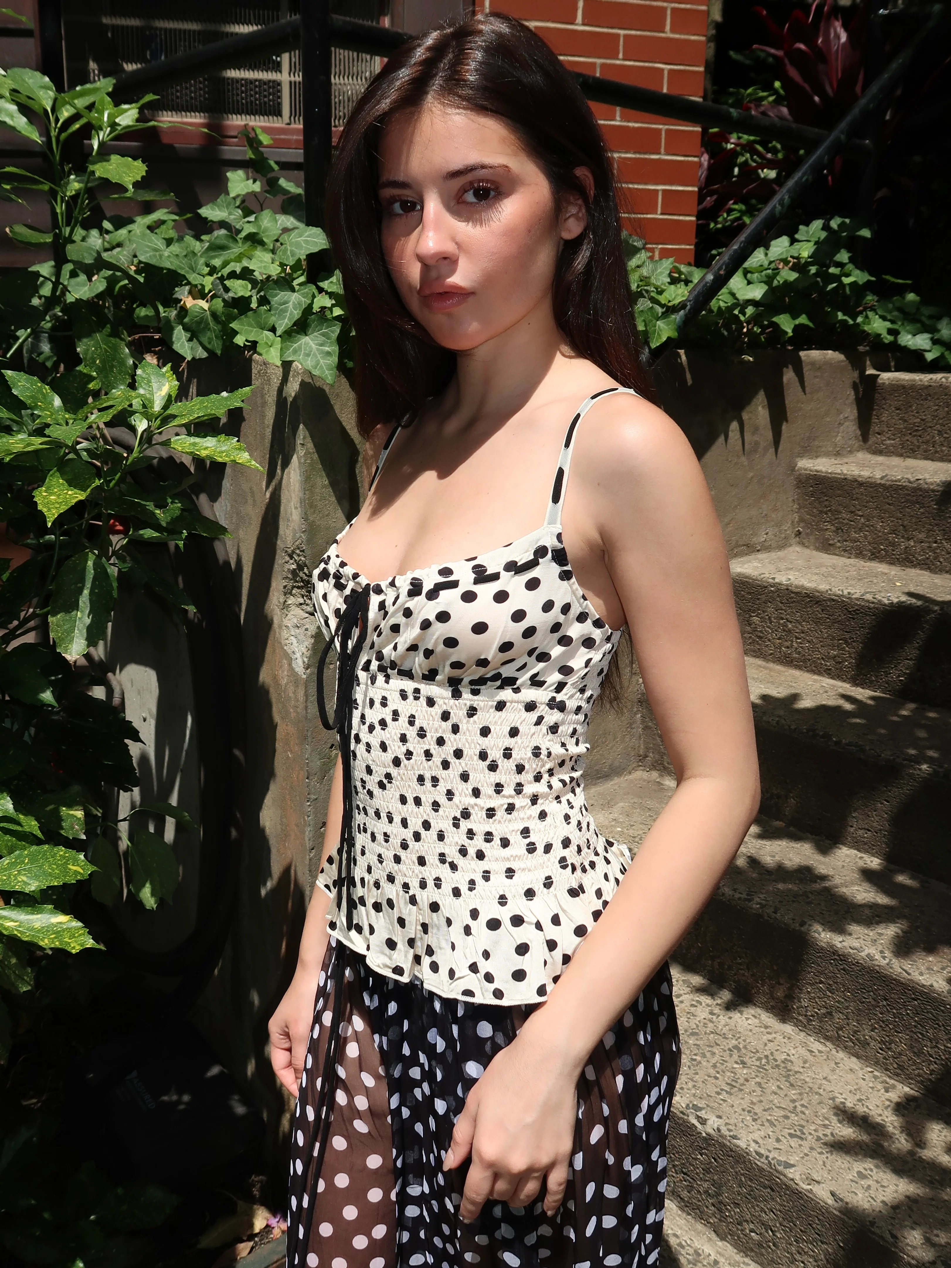 Slip Top in White Polka - Image 2