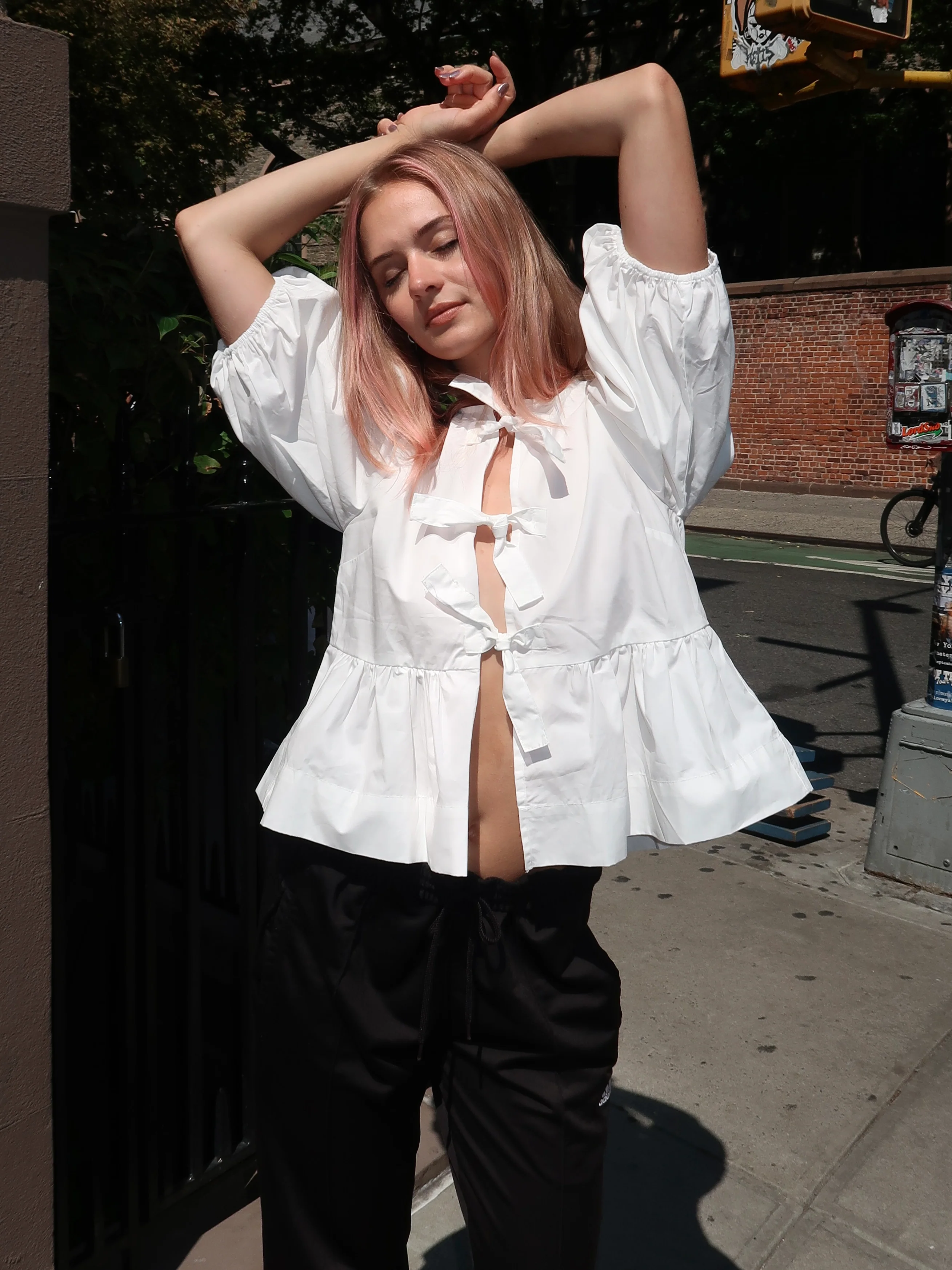 Stacie Poplin Top in White - Image 2