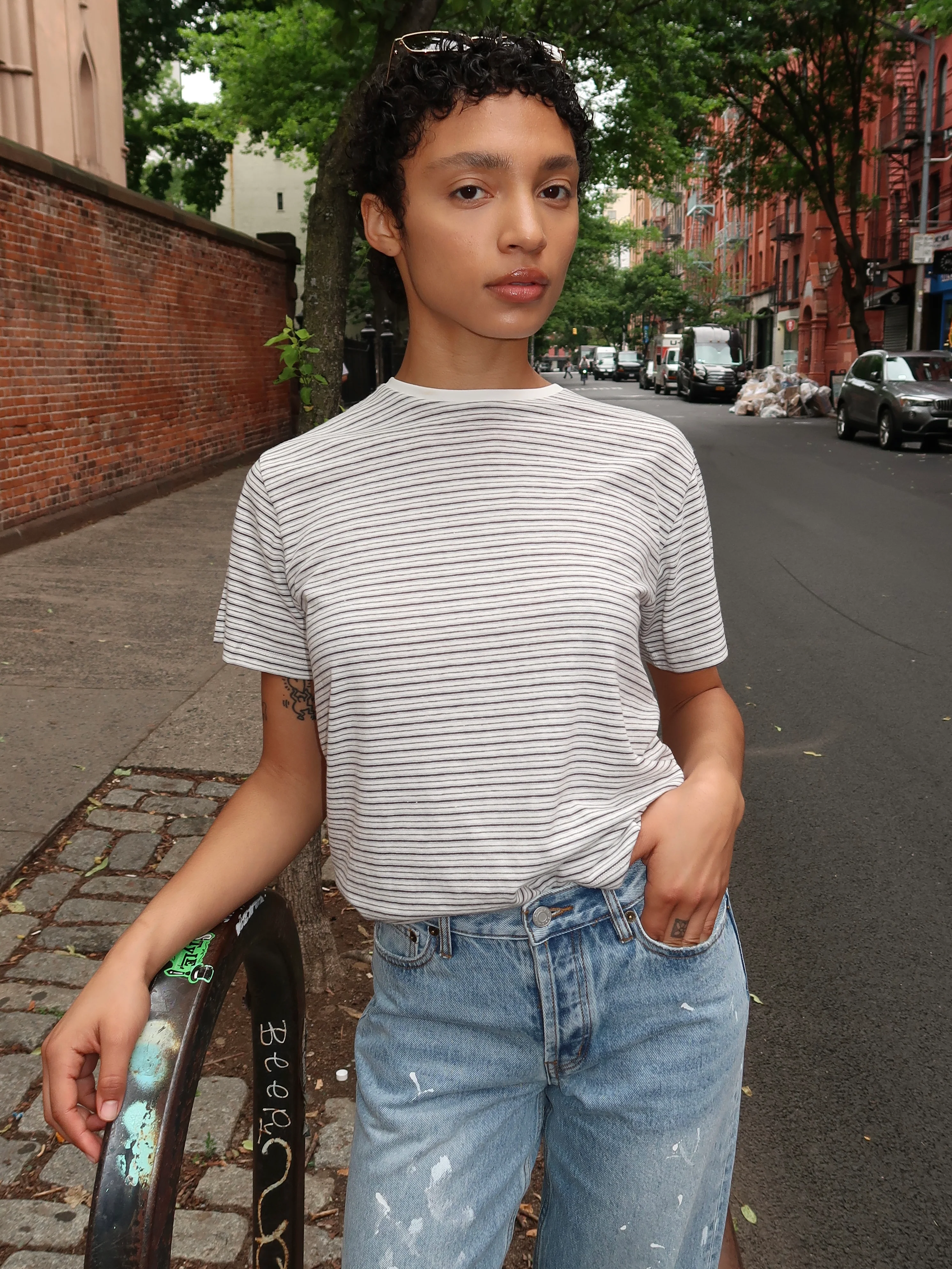 Stripe Tee in Grey - Image 4