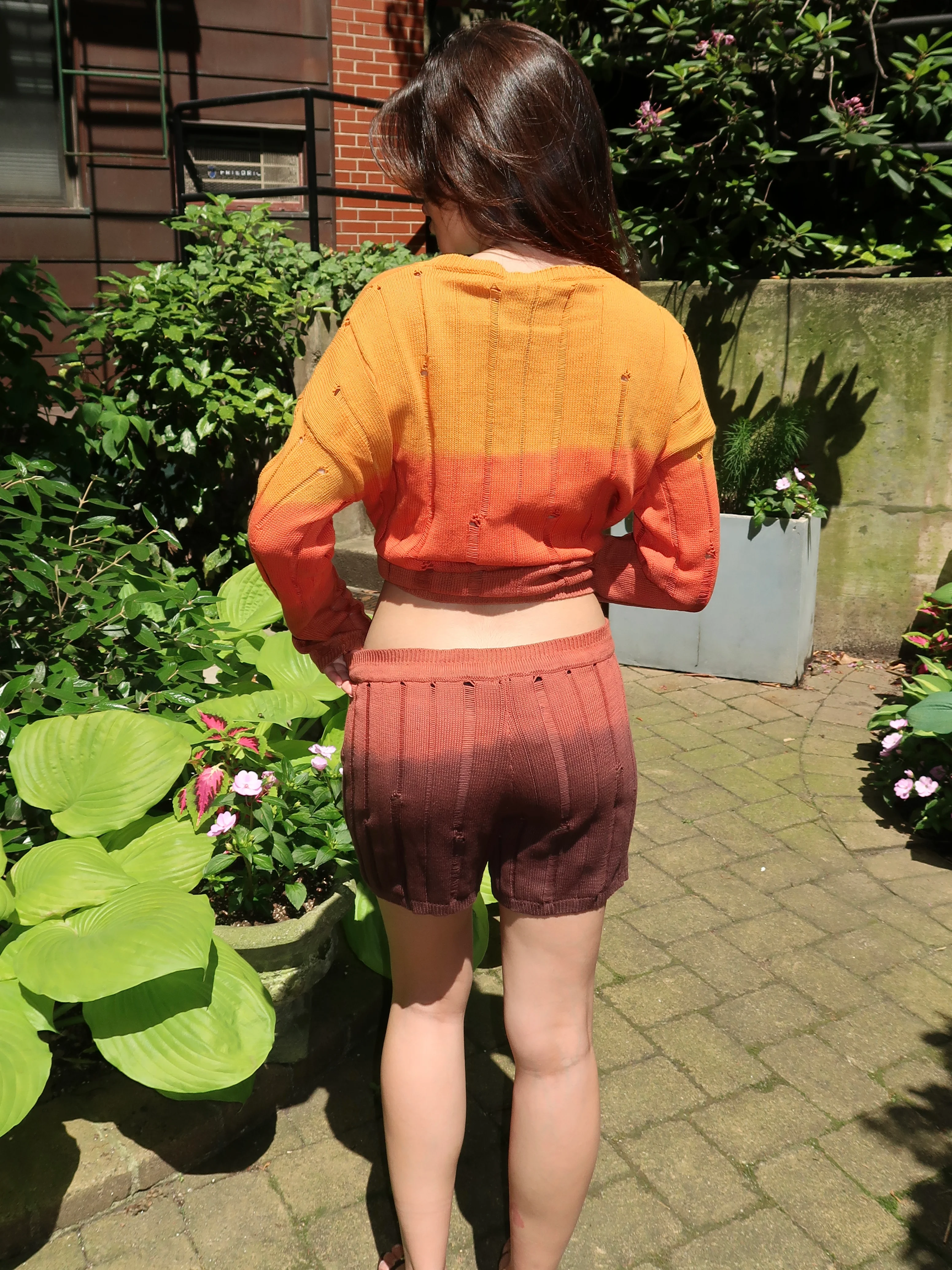 Sunset Knit Ripped Short in Sunset - Image 3
