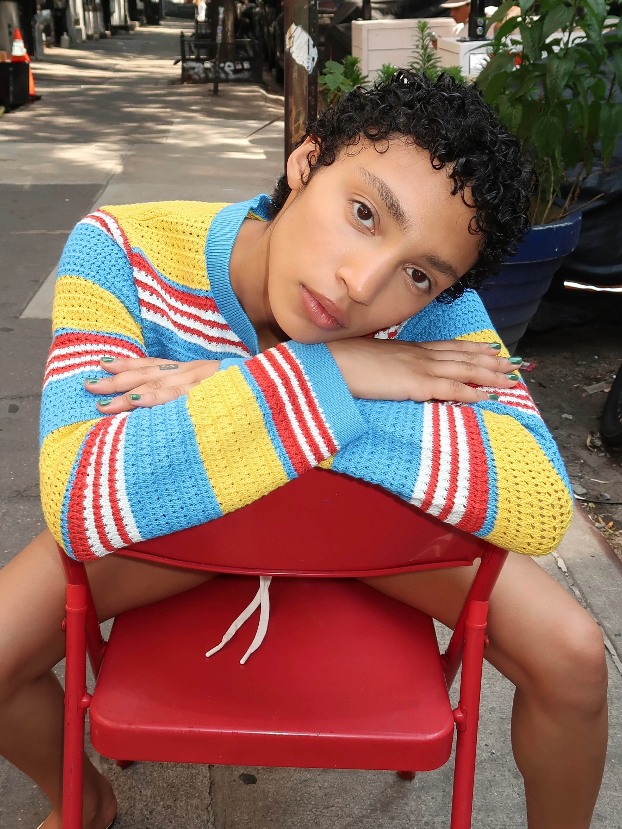 Tammy Cardigan in Blue Multistripe - Image 2
