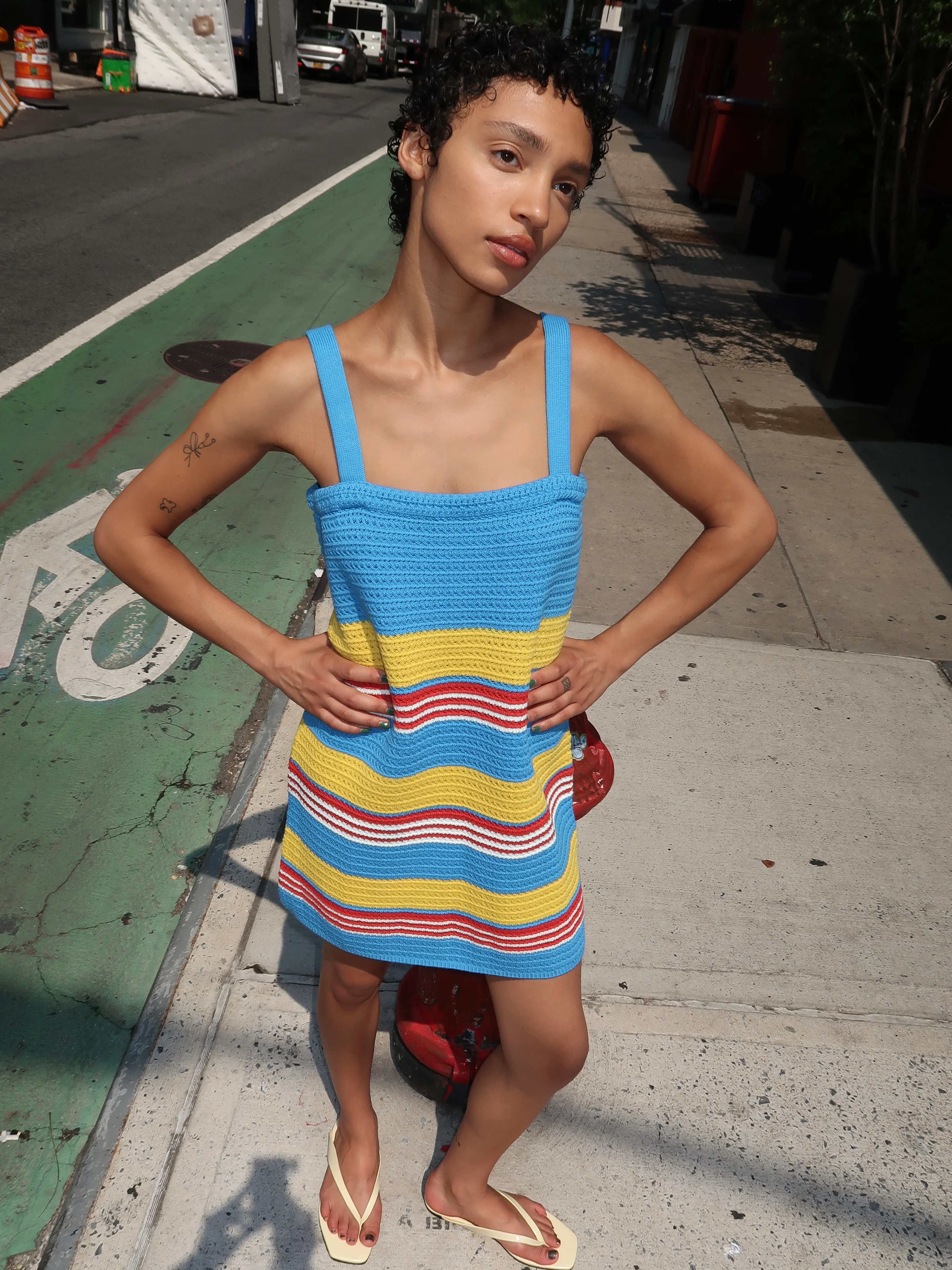 Tammy Dress in Blue Multistripe