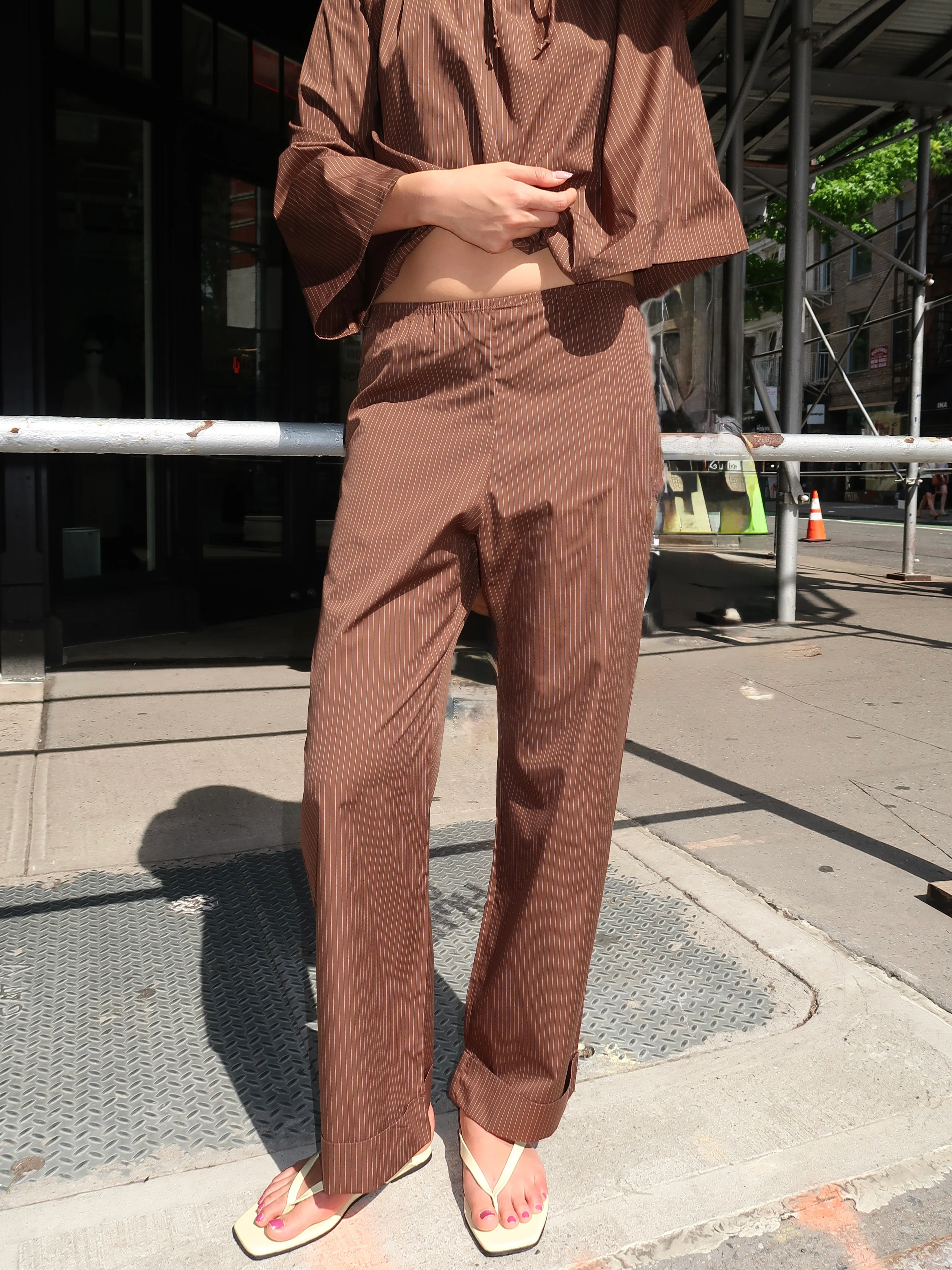 The Pop Pinstripe Simple Pant in Walnut - Image 2