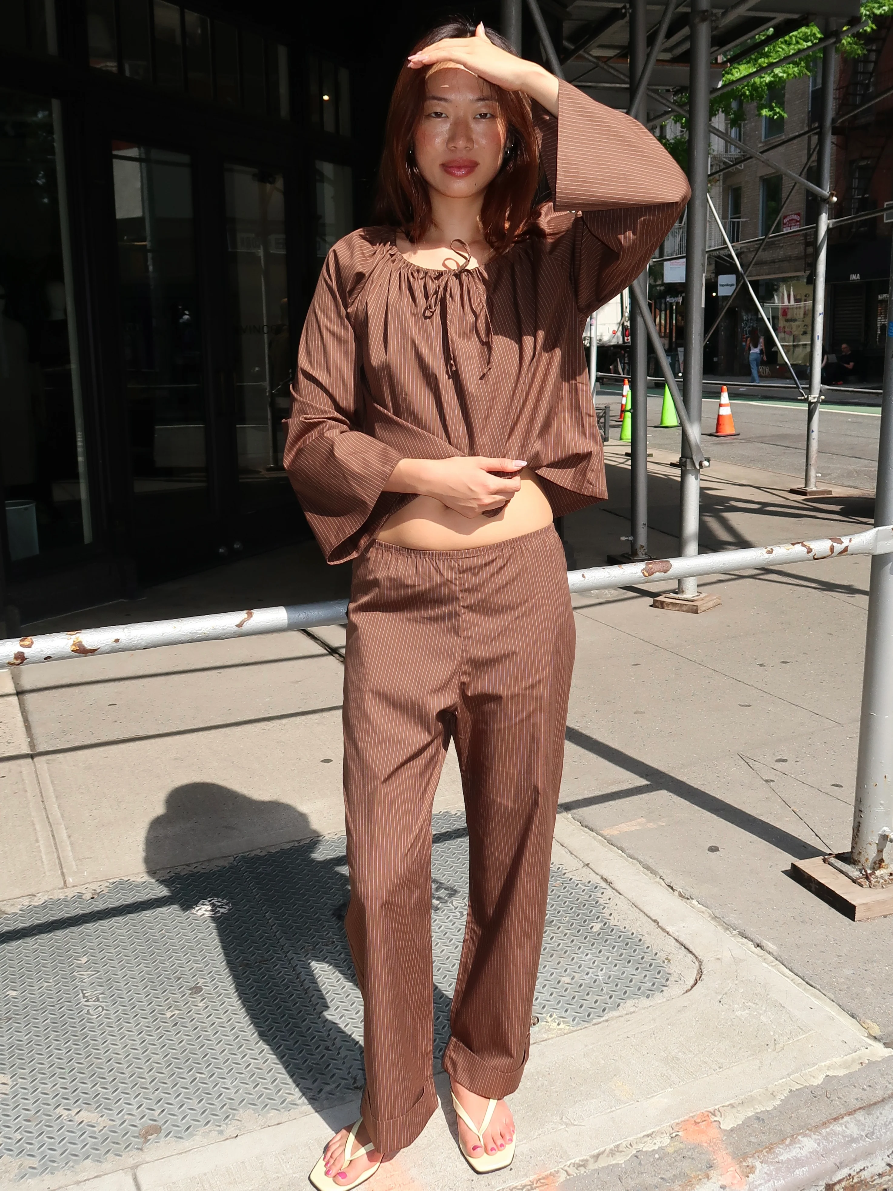 The Pop Pinstripe Simple Pant in Walnut - Image 4