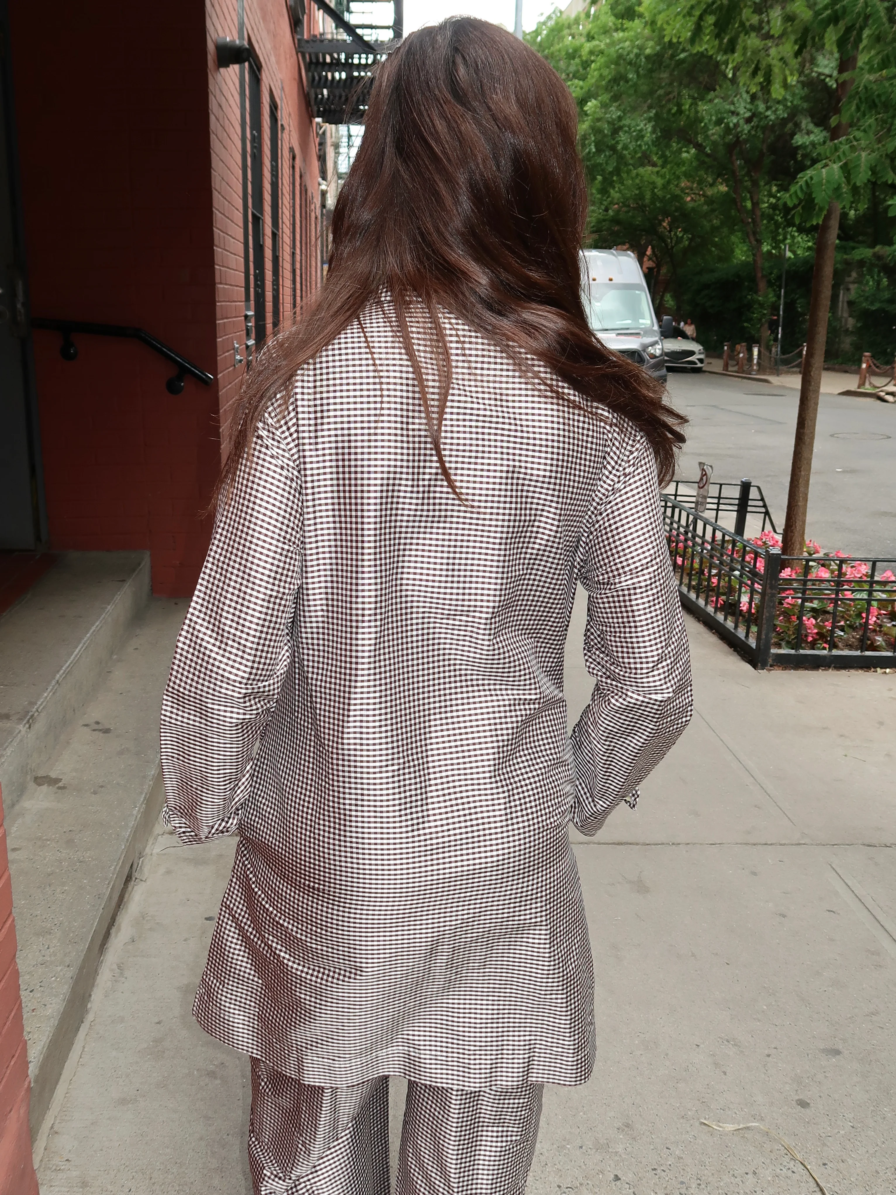 The Taffeta Gingham Jacket in Espresso - Image 3