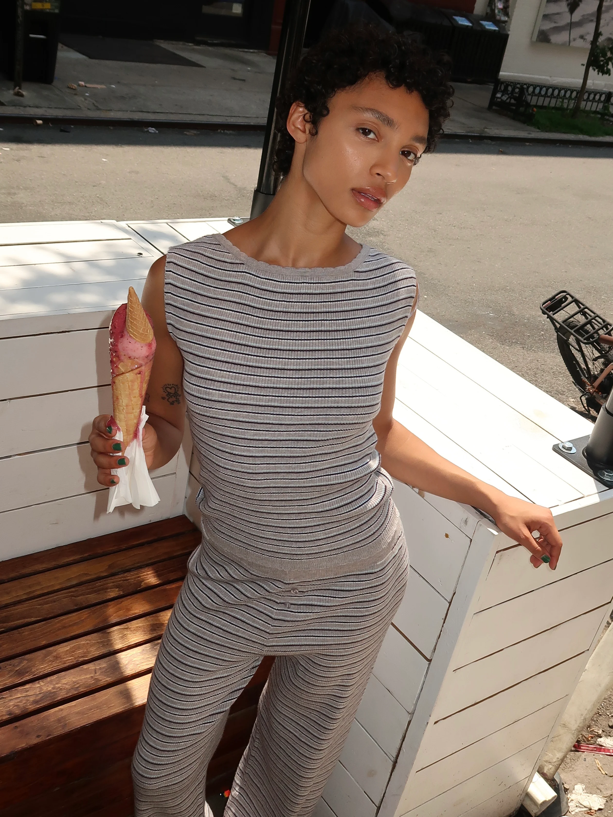 Tony Asym Top in H.Grey Blue