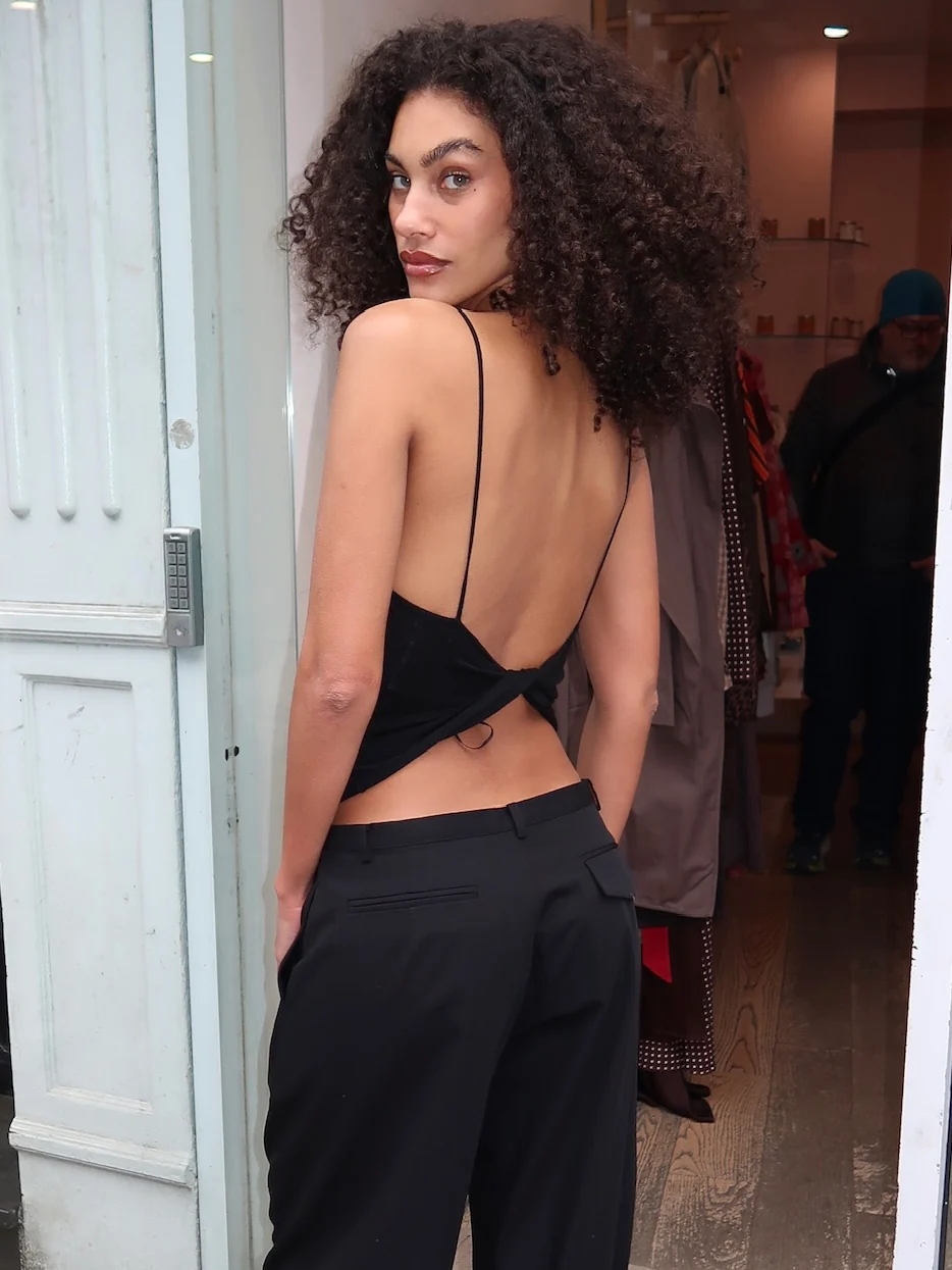 Twist Back Knit Top in Black - Image 2