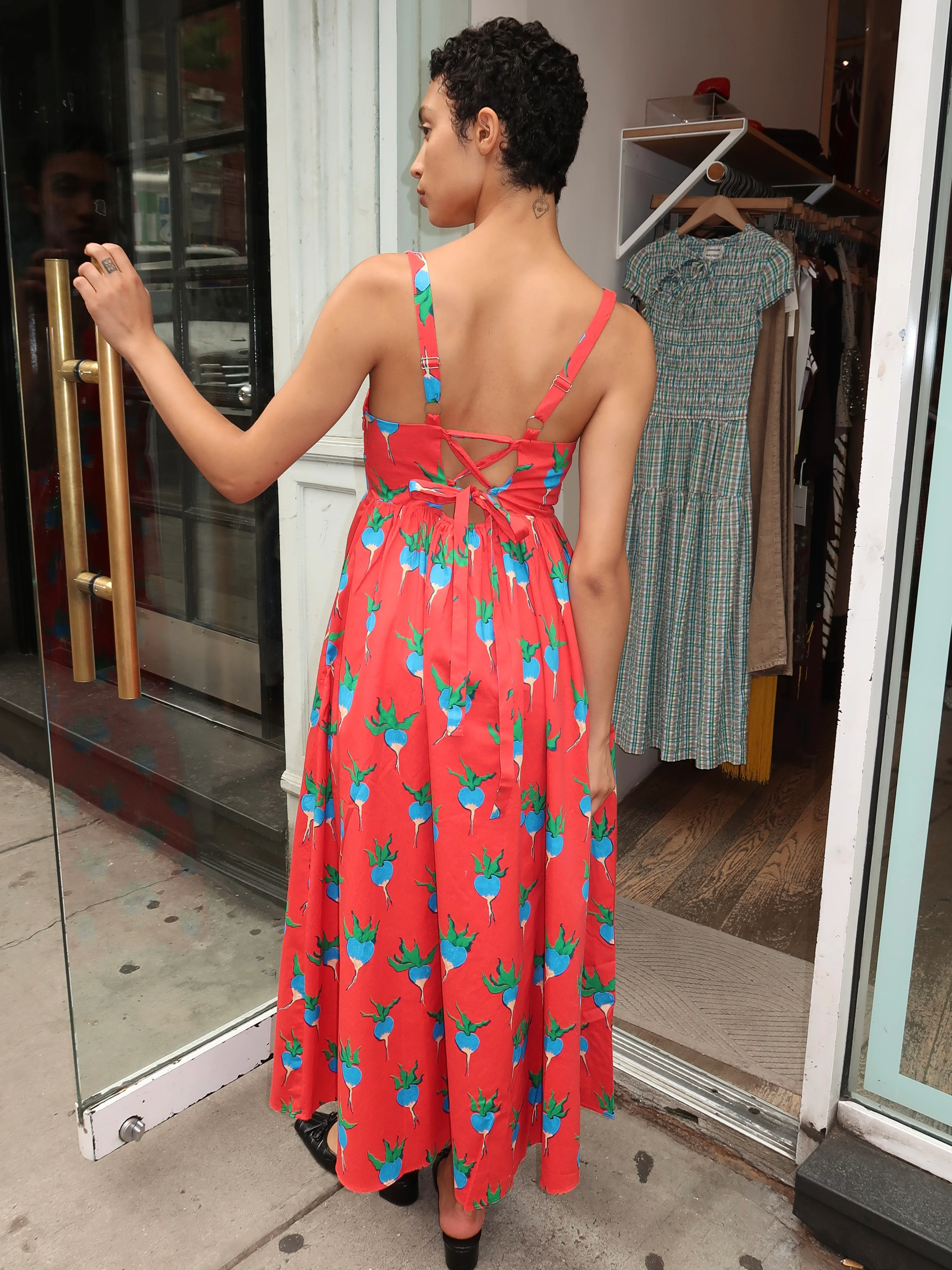 Victoria Dress in Blue Radishes - Image 3