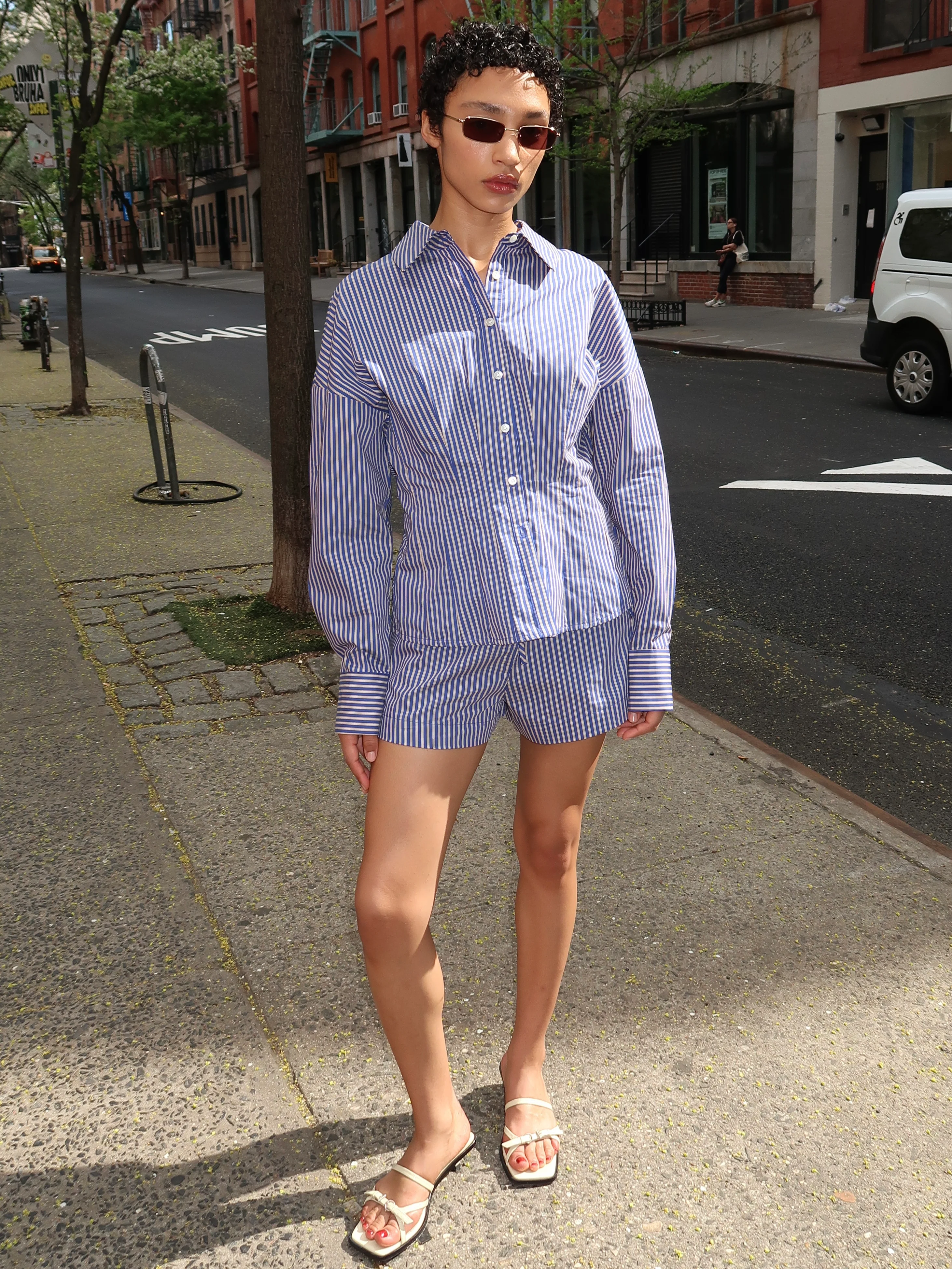 Winnow Shorts in Blue Stripe - Image 4