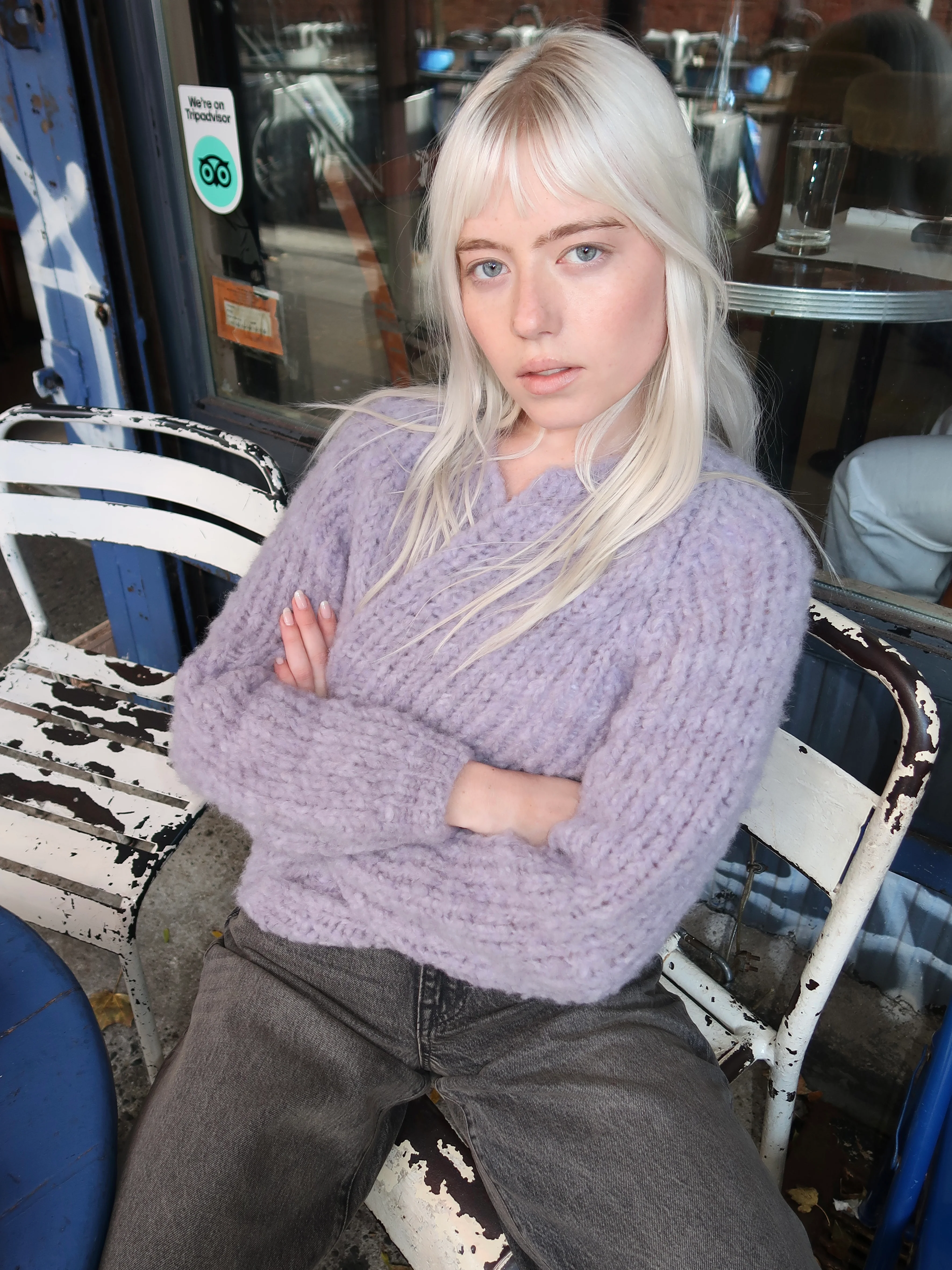 Wool Alpaca Mix Cardigan in Lilac - Image 4